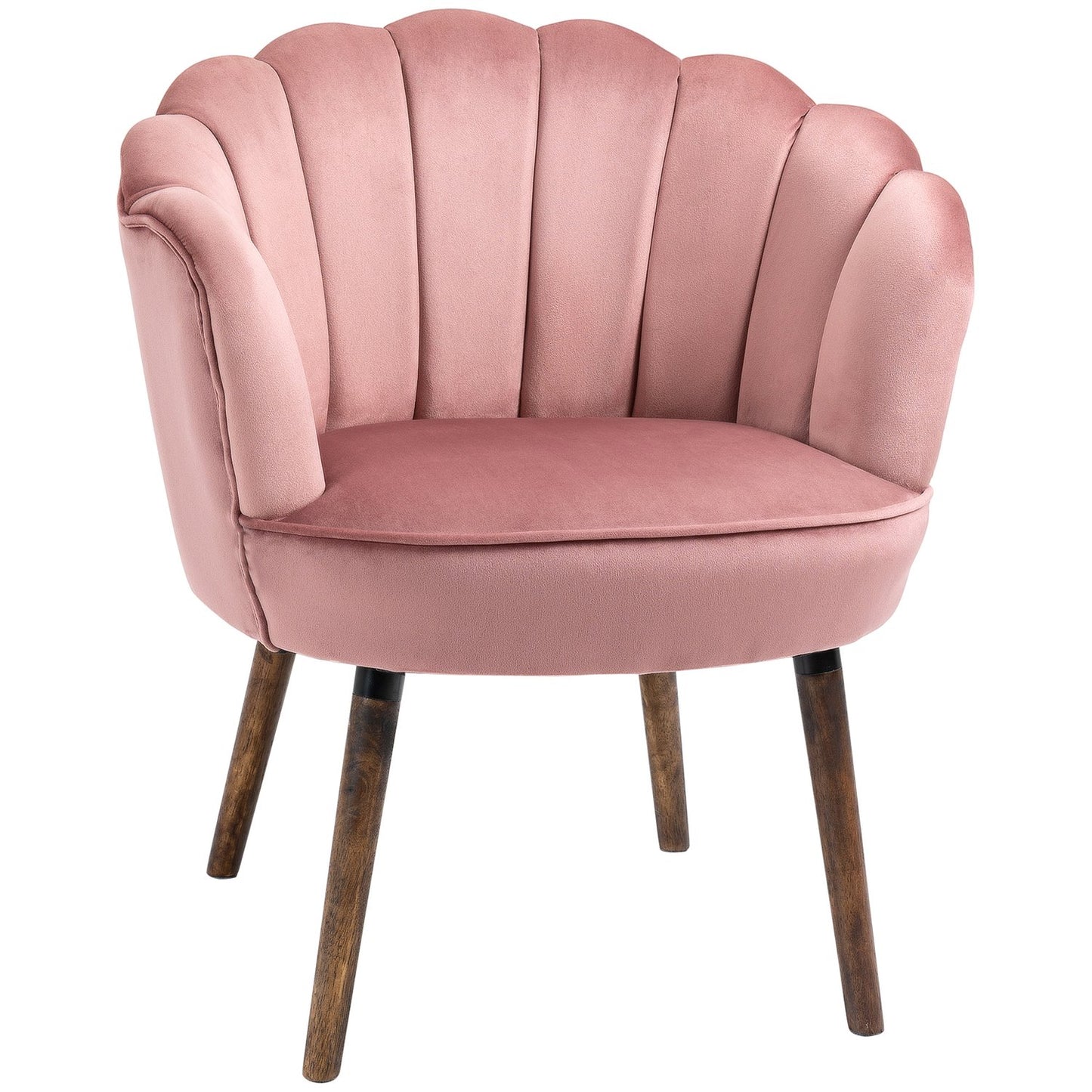 Pink armchair with backrest - polyester, rubber wood