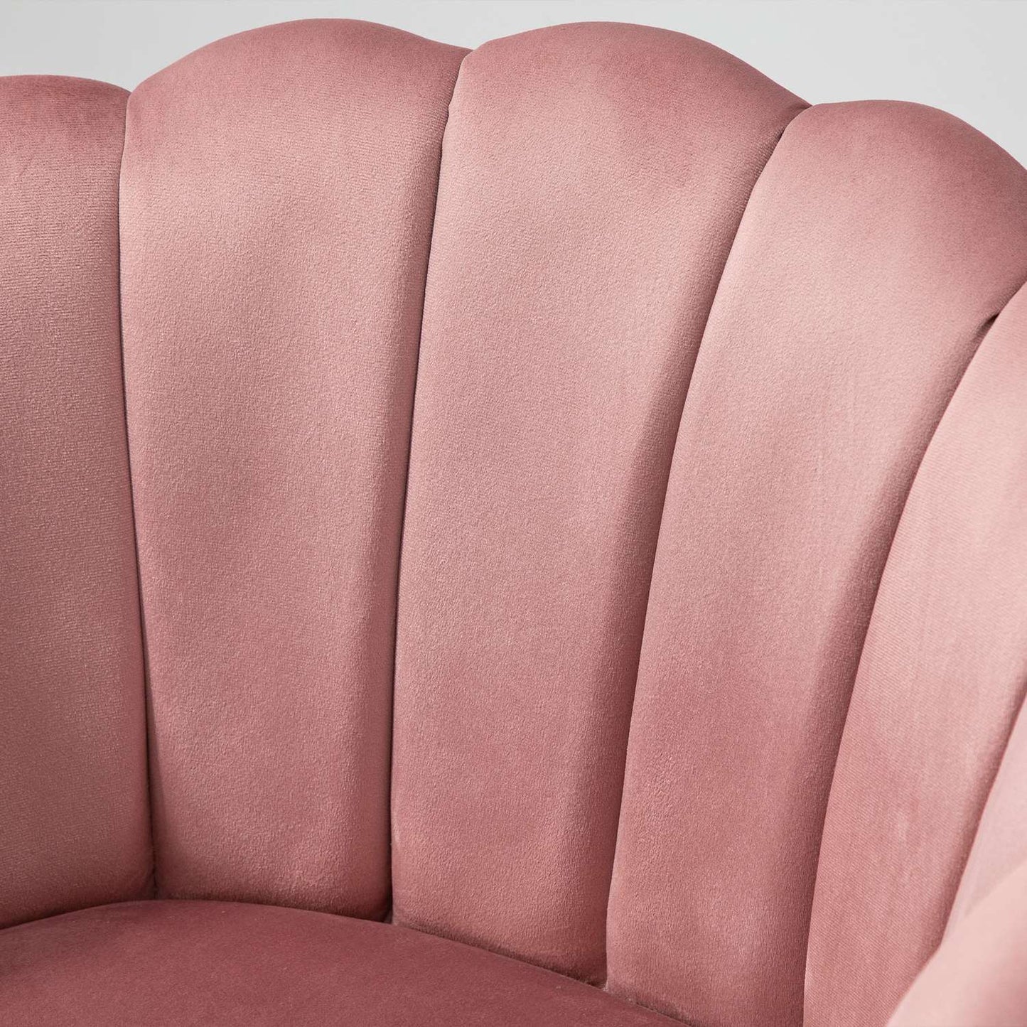 Pink armchair with backrest - polyester, rubber wood