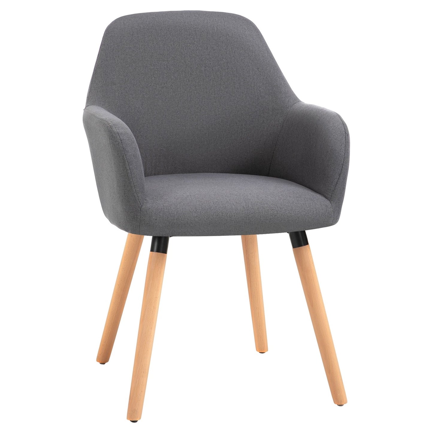 Dark gray upholstered chair, linen fabric, beech wood