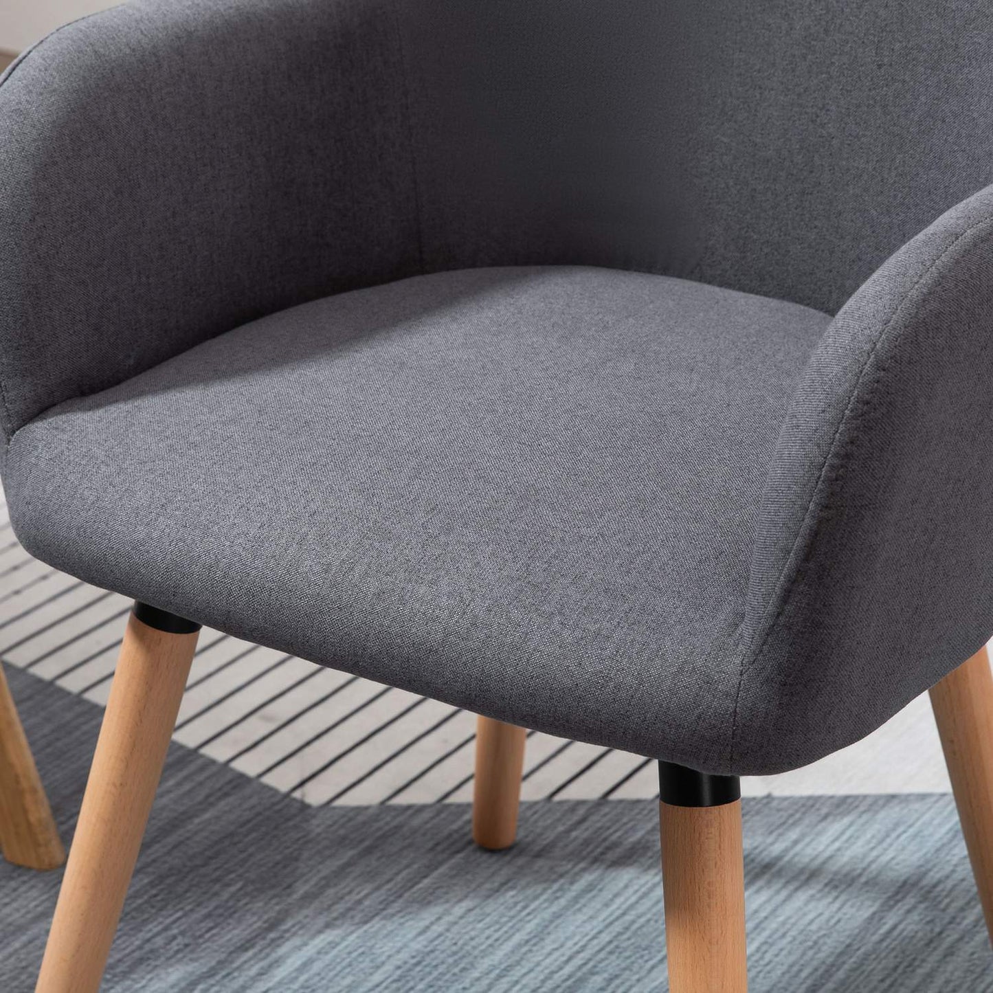 Dark gray upholstered chair, linen fabric, beech wood
