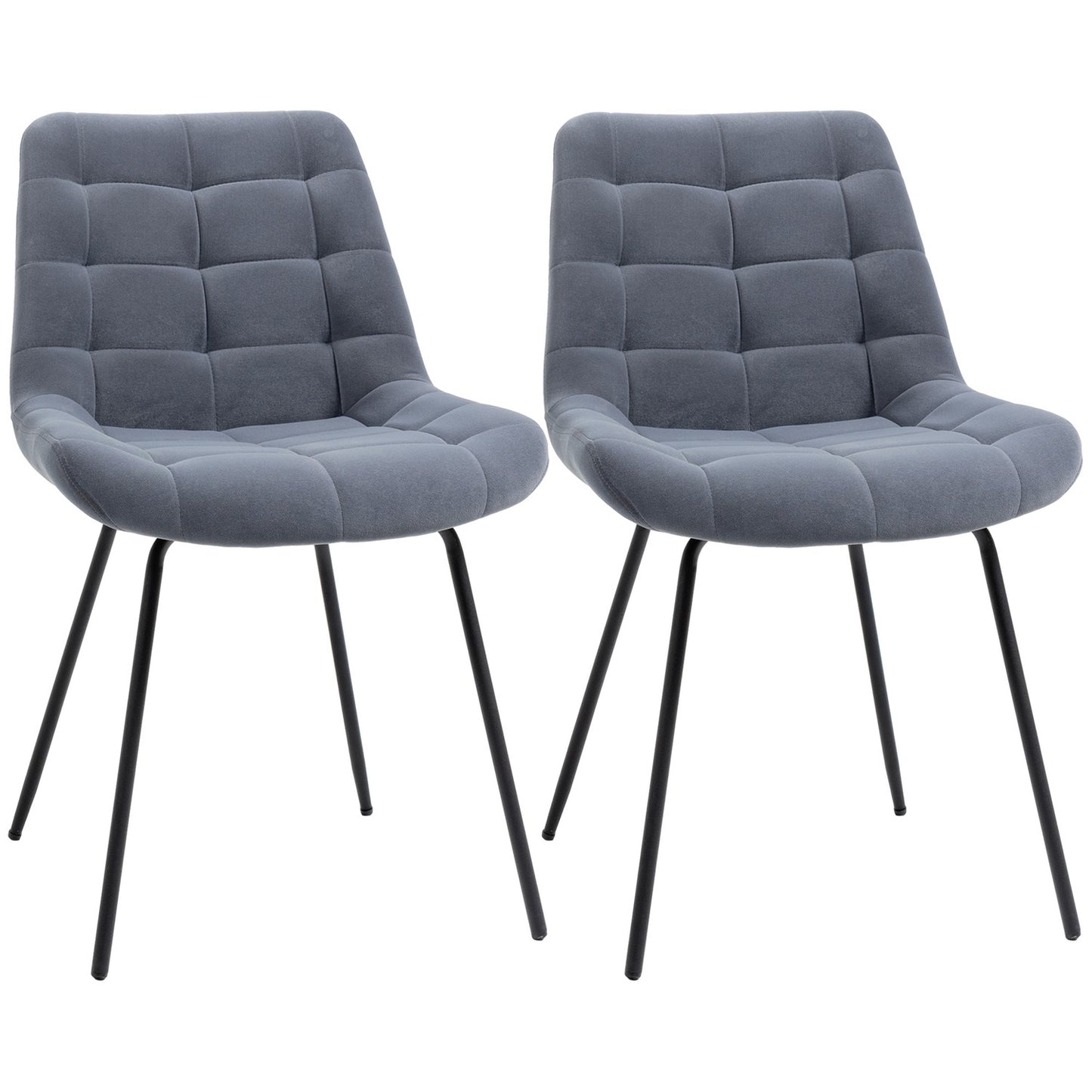 Velvet dining room chairs, set of 2, retro design, gray
