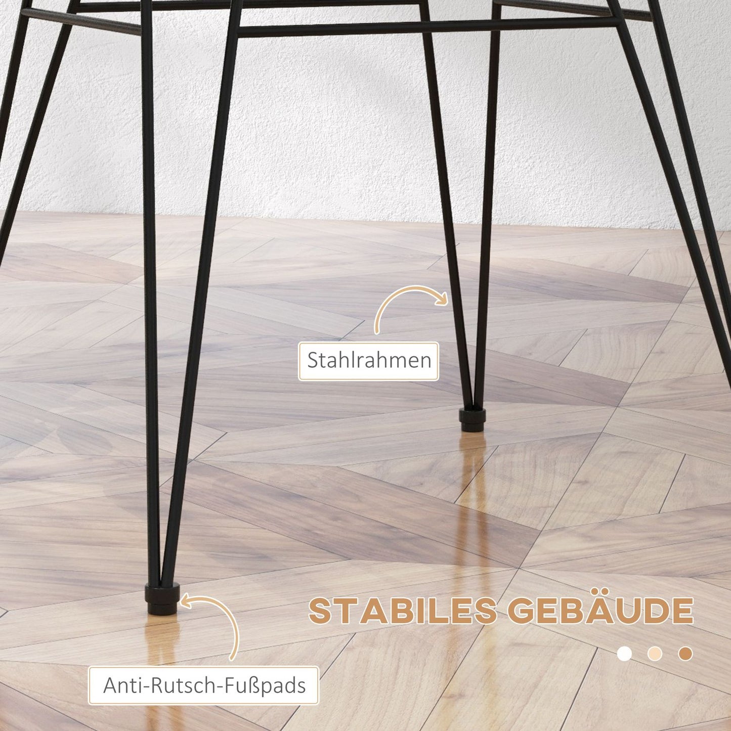 Set of 2 dining chairs in light brown steel with backrest