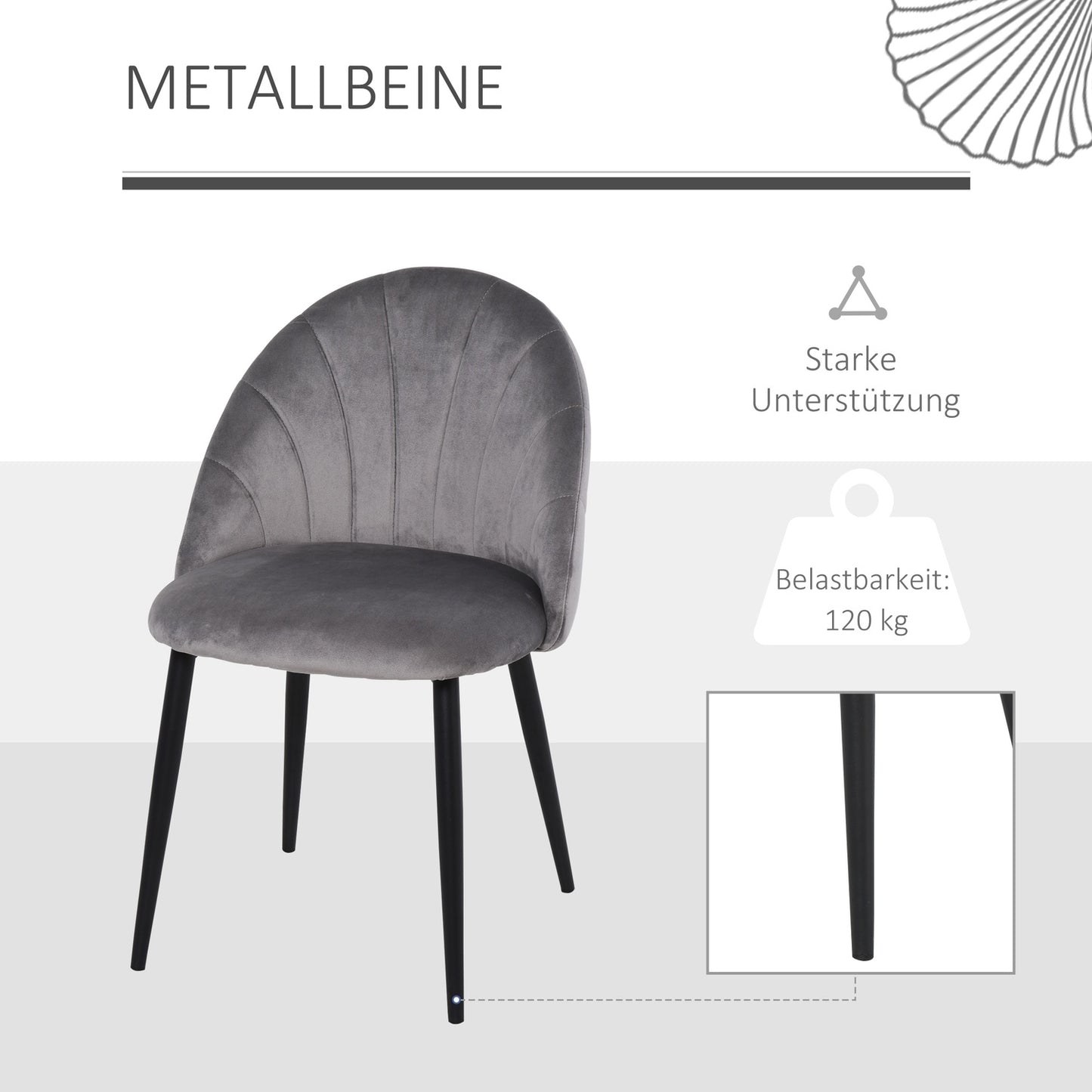 Velvet dining room chairs Set of 2, Skandi Design, Grey