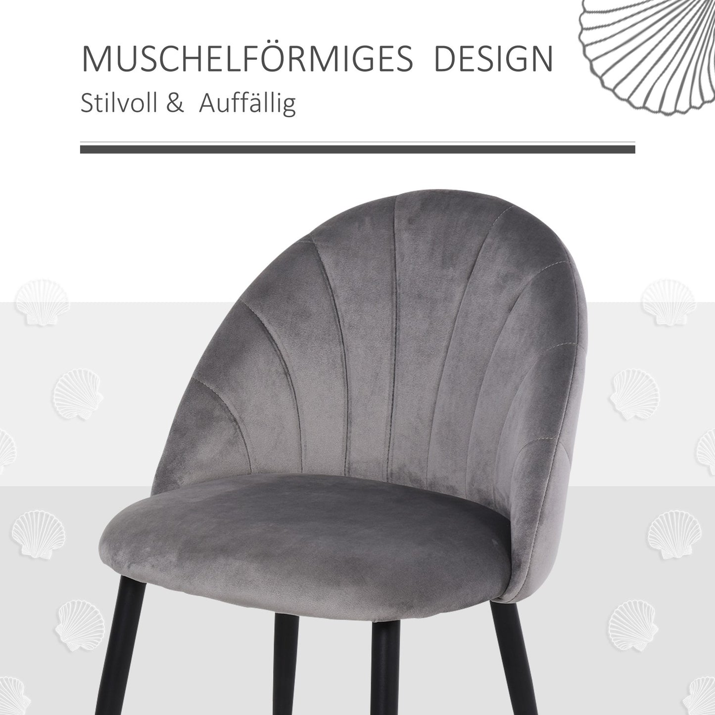 Velvet dining room chairs Set of 2, Skandi Design, Grey