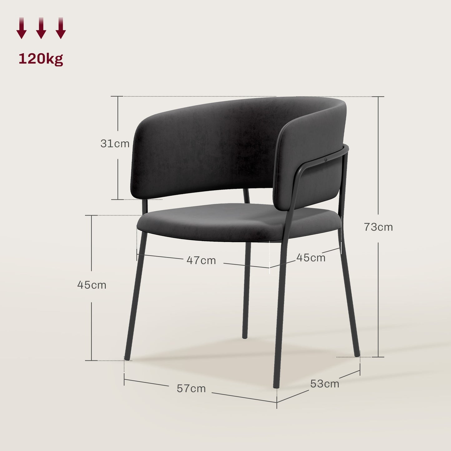 Set of dining room chairs, velvet look, grey, steel legs