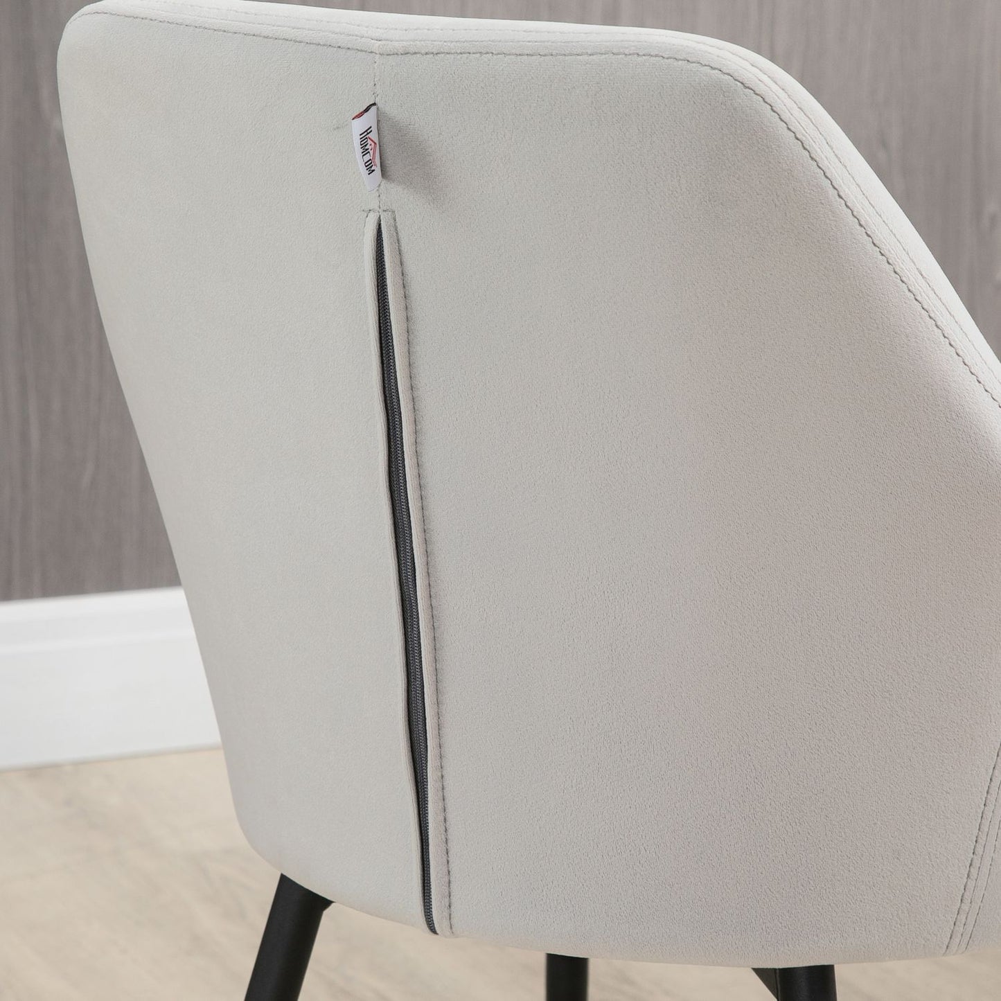 Velvet upholstered dining chairs, set of 2, light grey