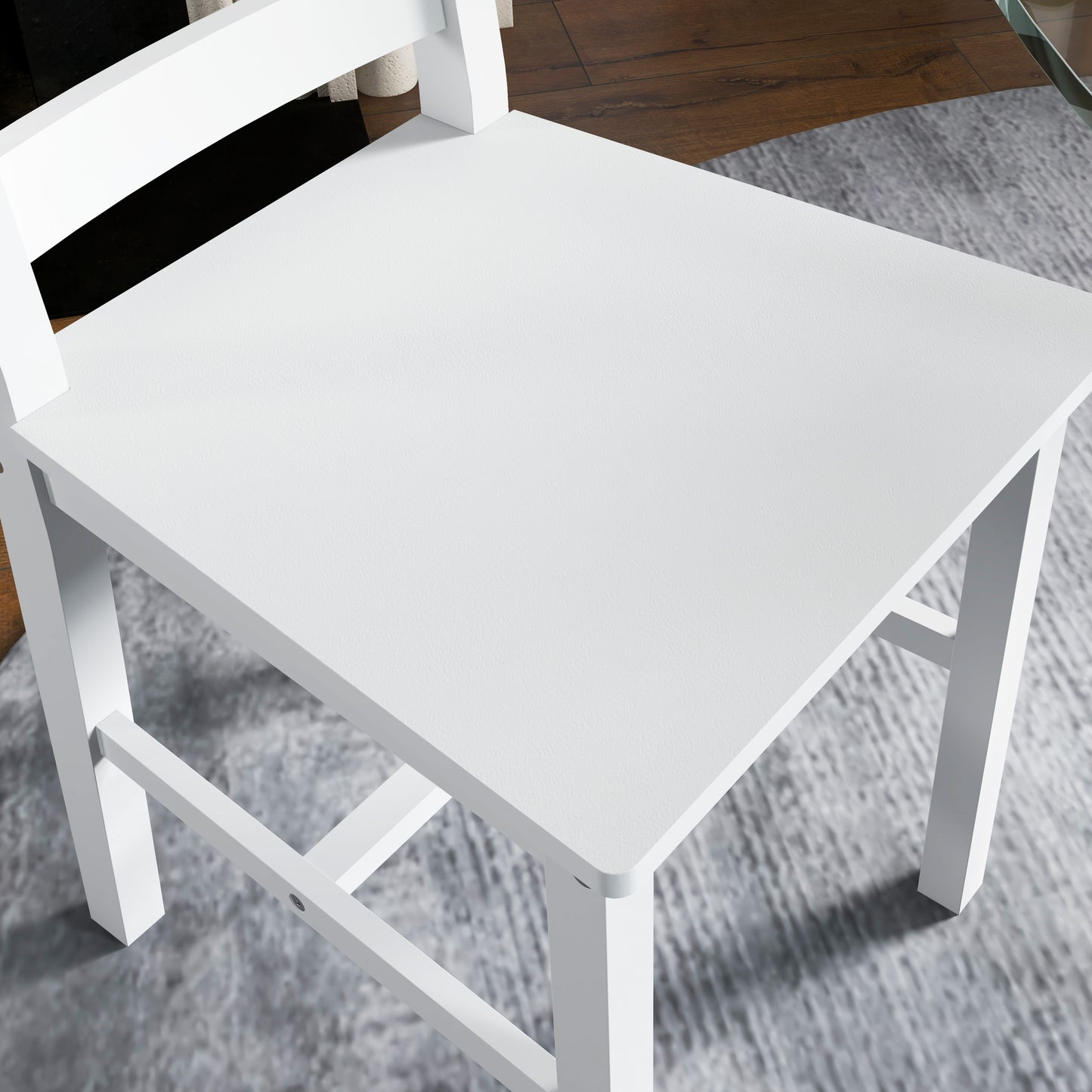 Dining room chairs set of 2 wooden kitchen chairs with slatted backrest, non-slip 41.5 x 46 x 90 cm white