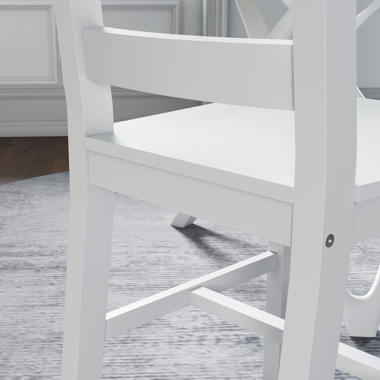 Dining room chairs set of 2 wooden kitchen chairs with slatted backrest, non-slip 41.5 x 46 x 90 cm white