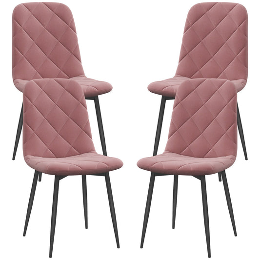 Dining room chairs set of 4 kitchen chairs with backrest, velvet look, armchair 45 x 54 x 87 cm pink