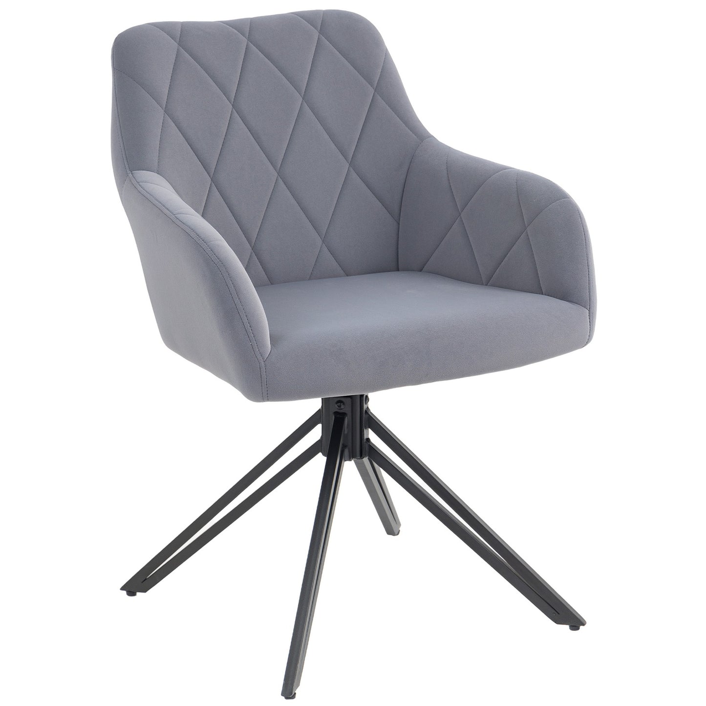 Velvet upholstered dining chair with armrests - steel grey