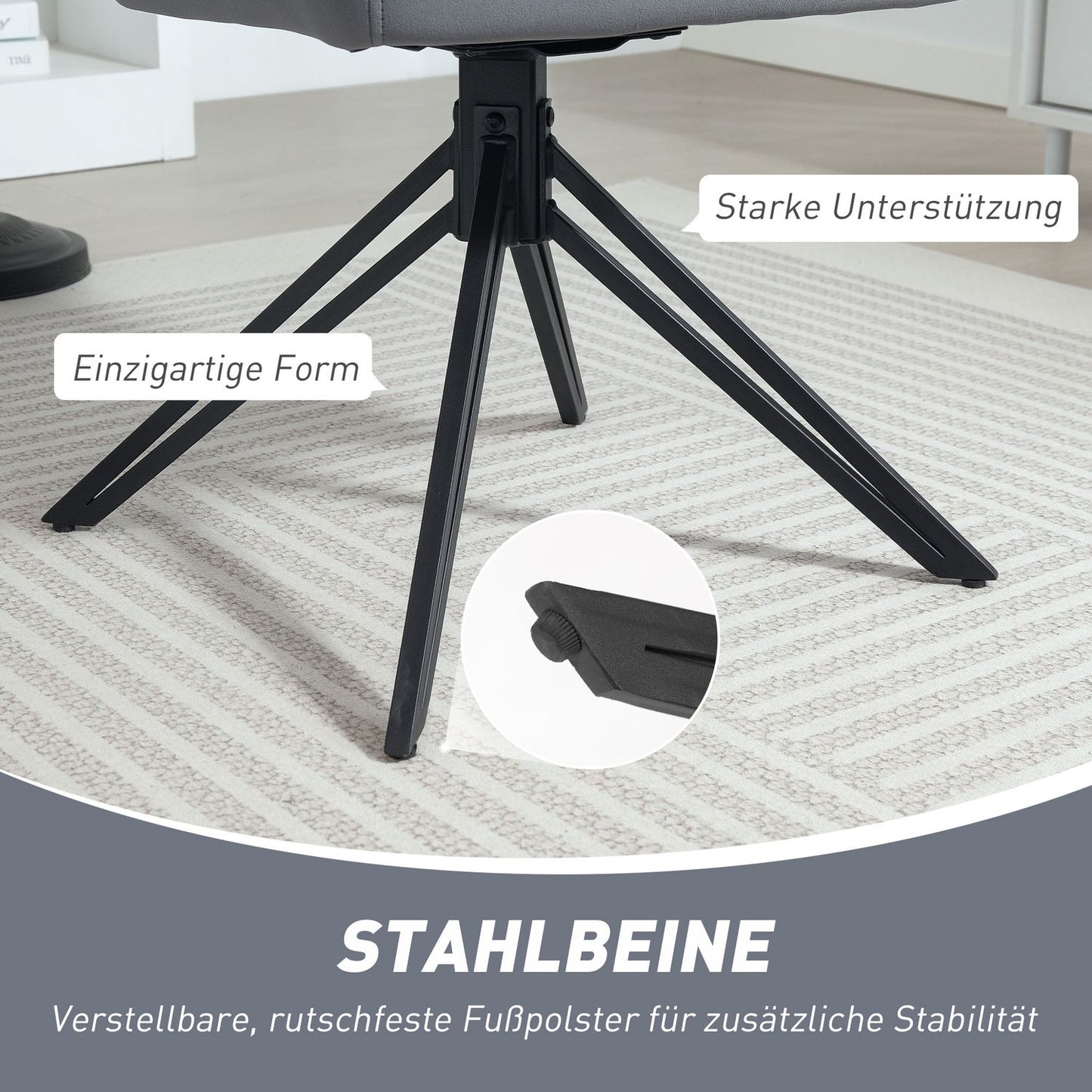 Velvet upholstered dining chair with armrests - steel grey
