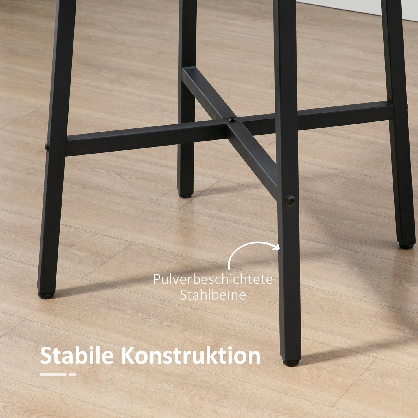 Steel dining table for 4, 80x80x76 cm, brown finish
