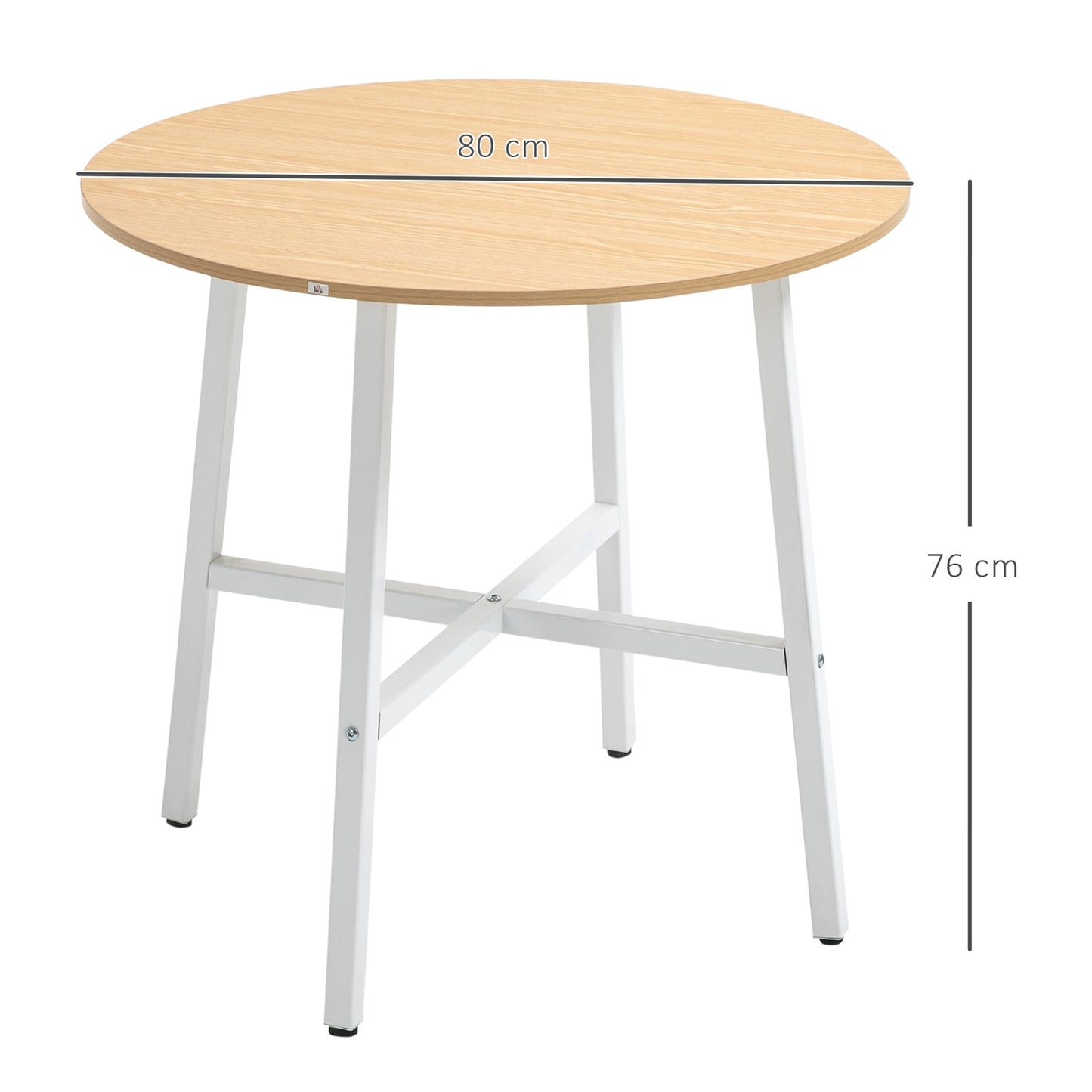 Modern dining table in steel and wood for 4, 80x80x76 cm