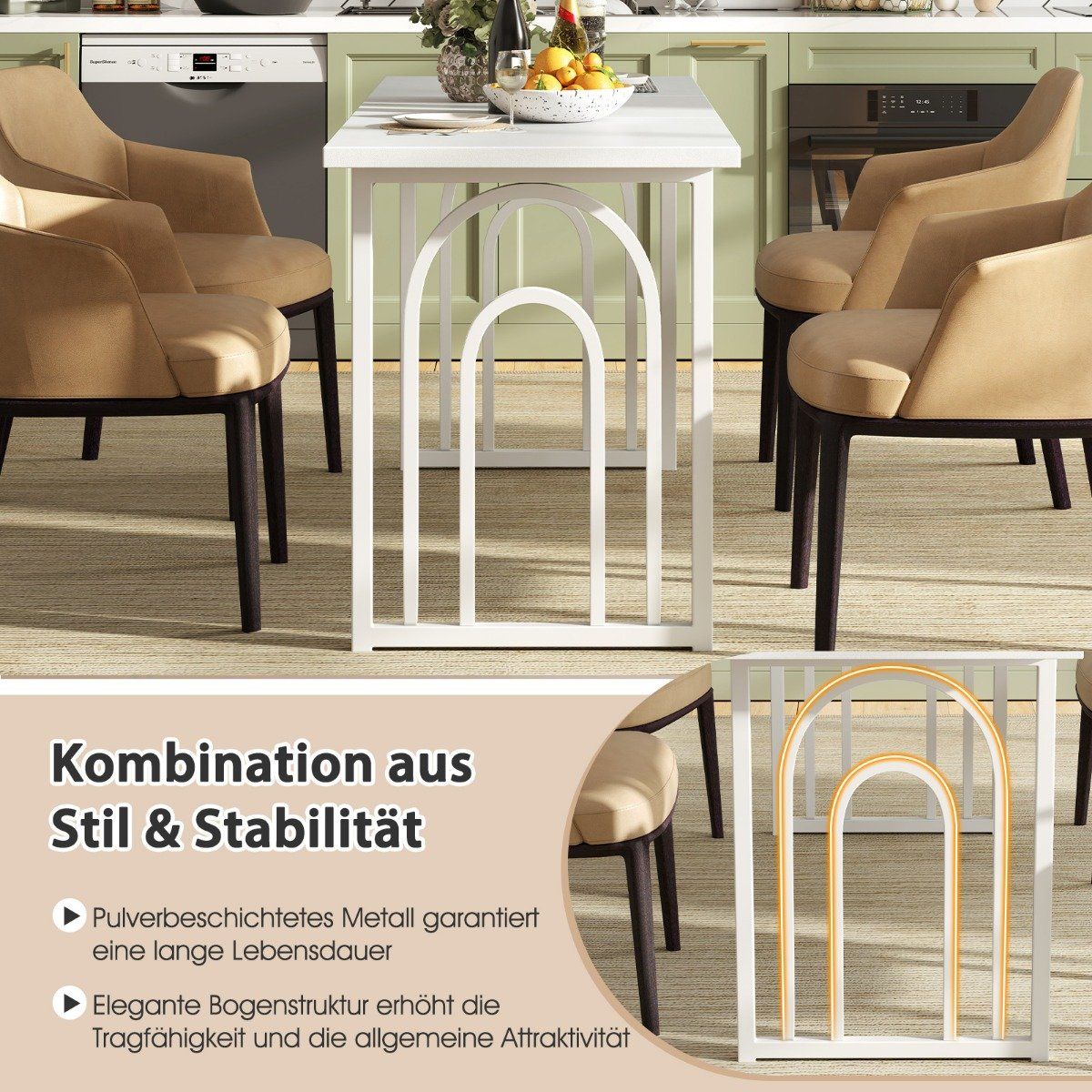 Dining room table wood 160 x 60 cm rectangular kitchen table with metal legs white