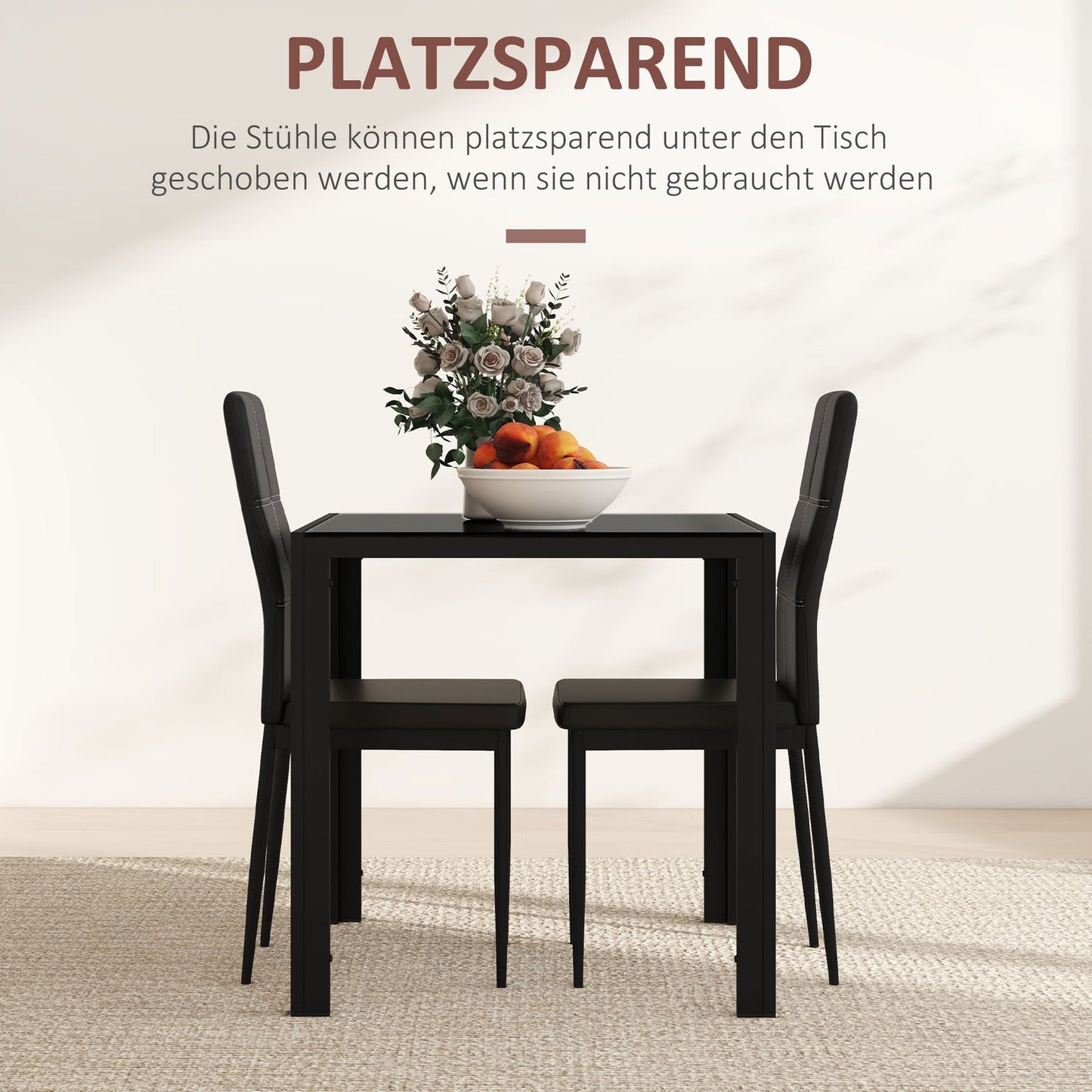 Dining set dining table with 4 chairs space-saving dining room group seating group black