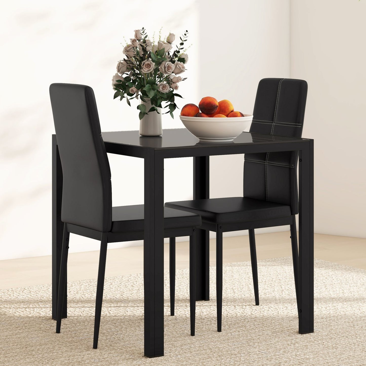 Dining set dining table with 4 chairs space-saving dining room group seating group black
