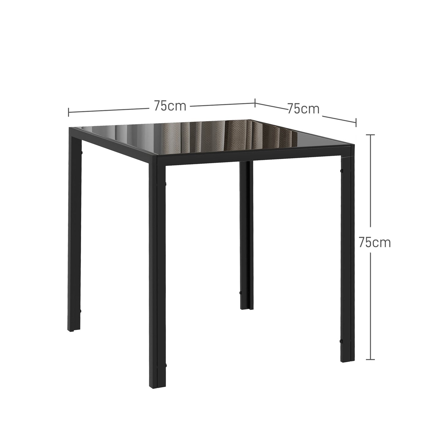 Square dining table in glass for 4.80 kg Capacity, Black