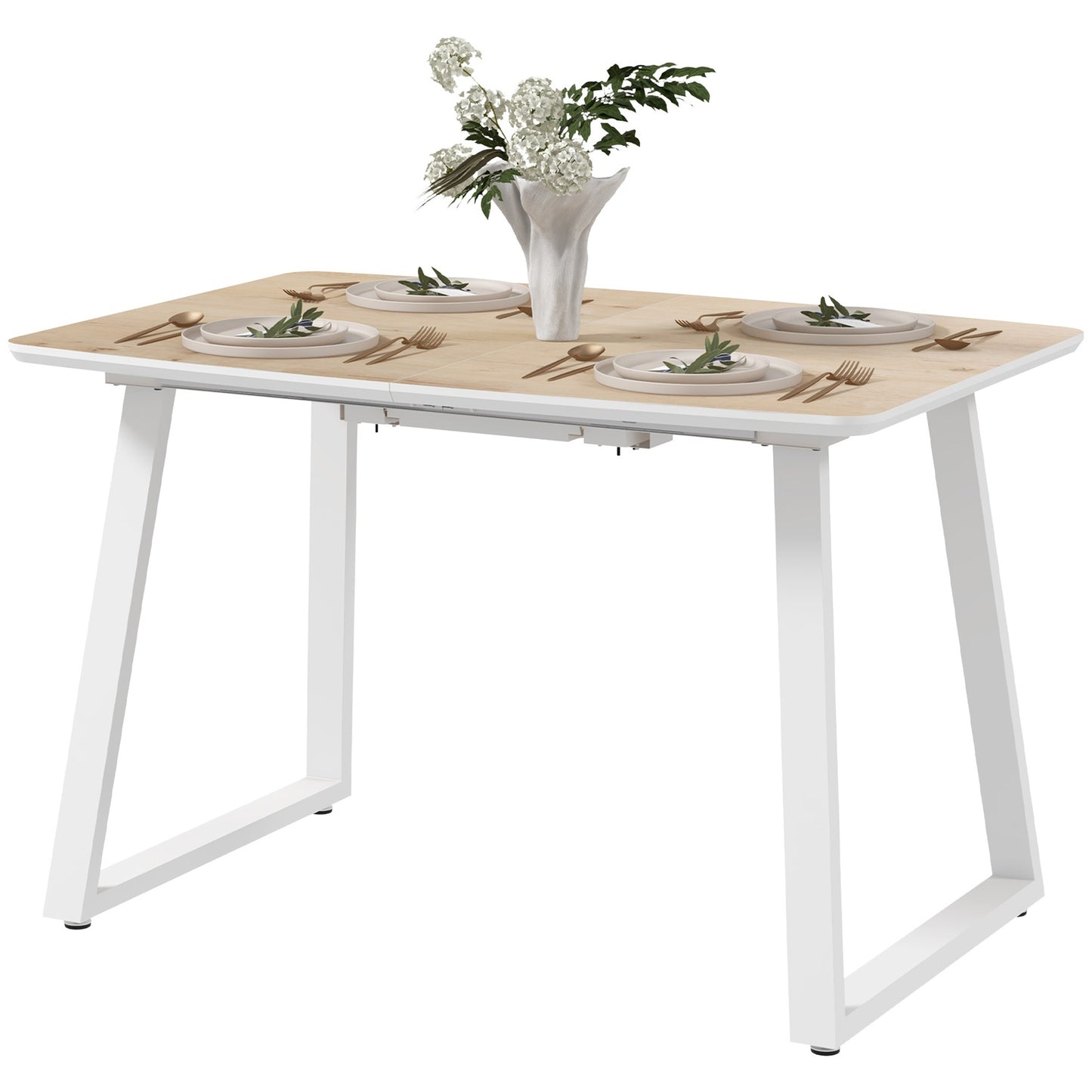 Extendable oak dining table, 4-6 seats, Steel frame