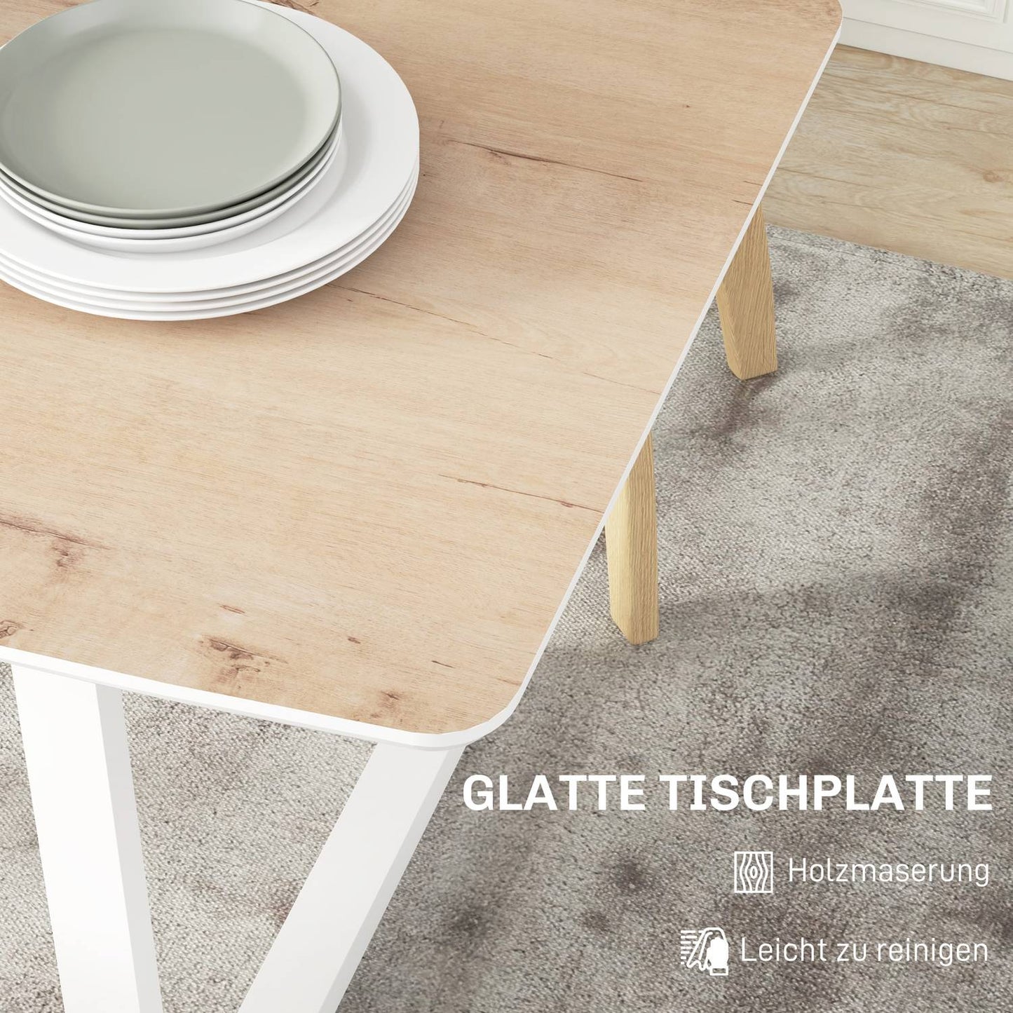 Extendable oak dining table, 4-6 seats, Steel frame