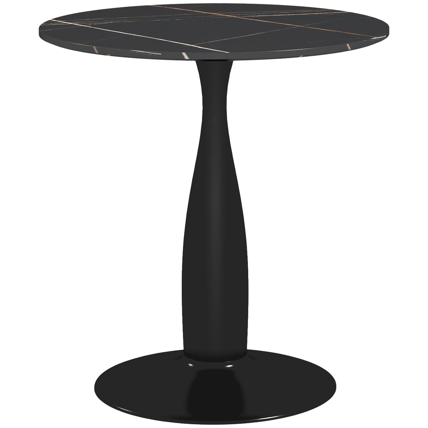 Round dining table, modern style - black, steel frame