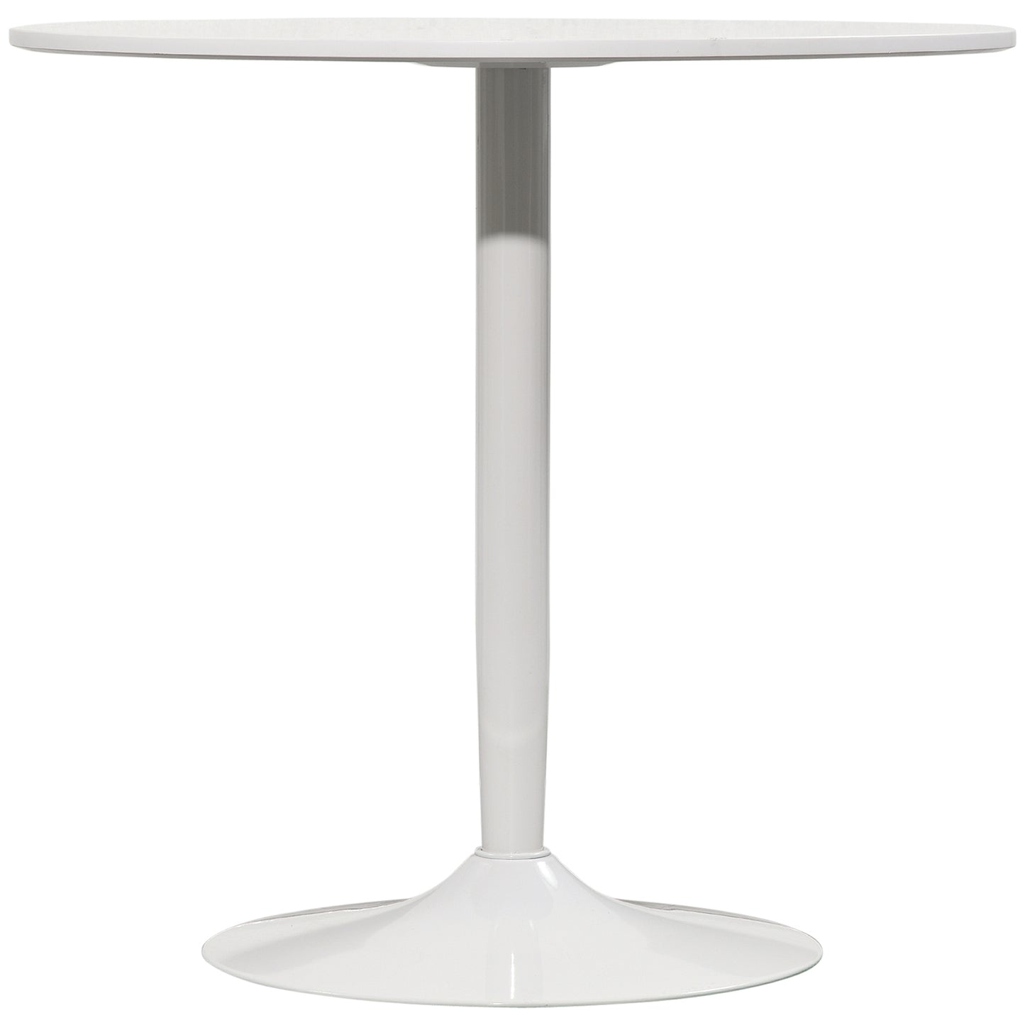 Round white dining table, modern steel leg, Ø80 x 75 cm