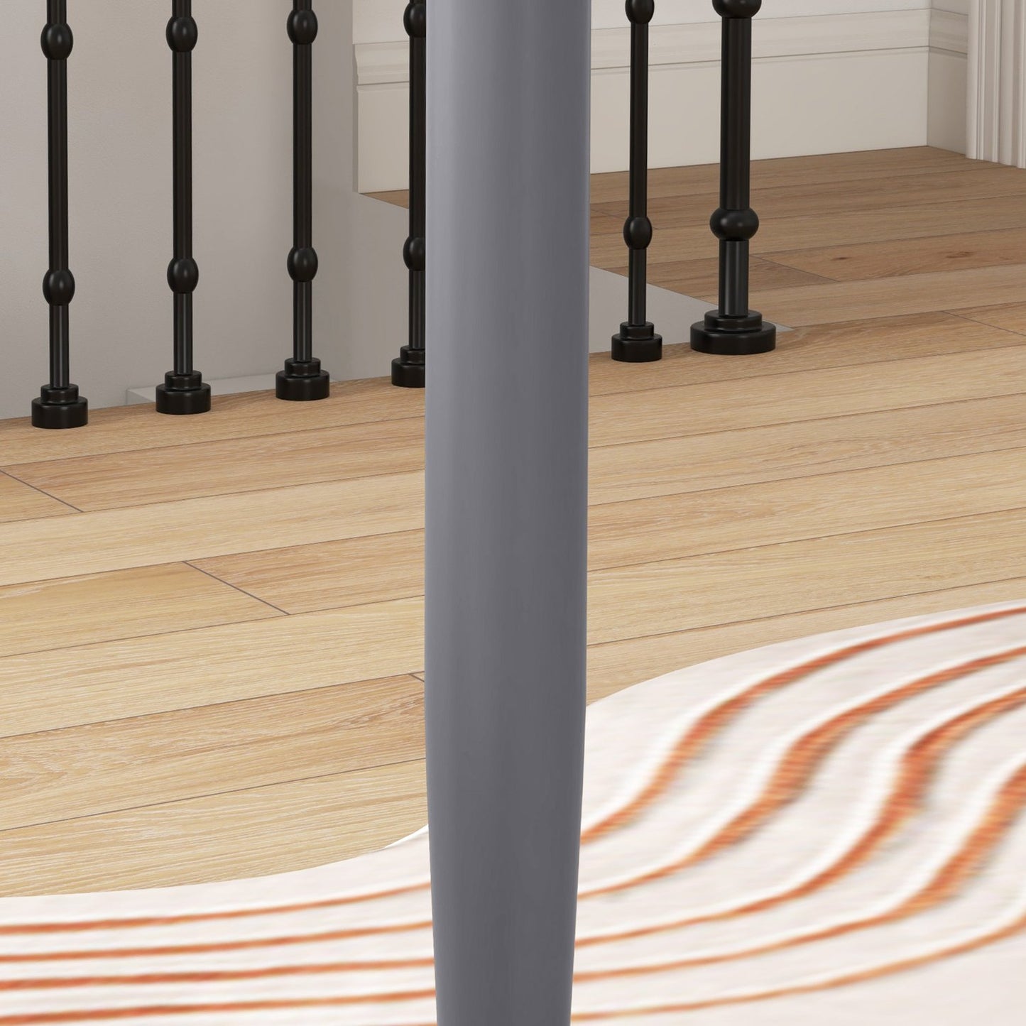 Round gray dining table for 2 - modern steel legs