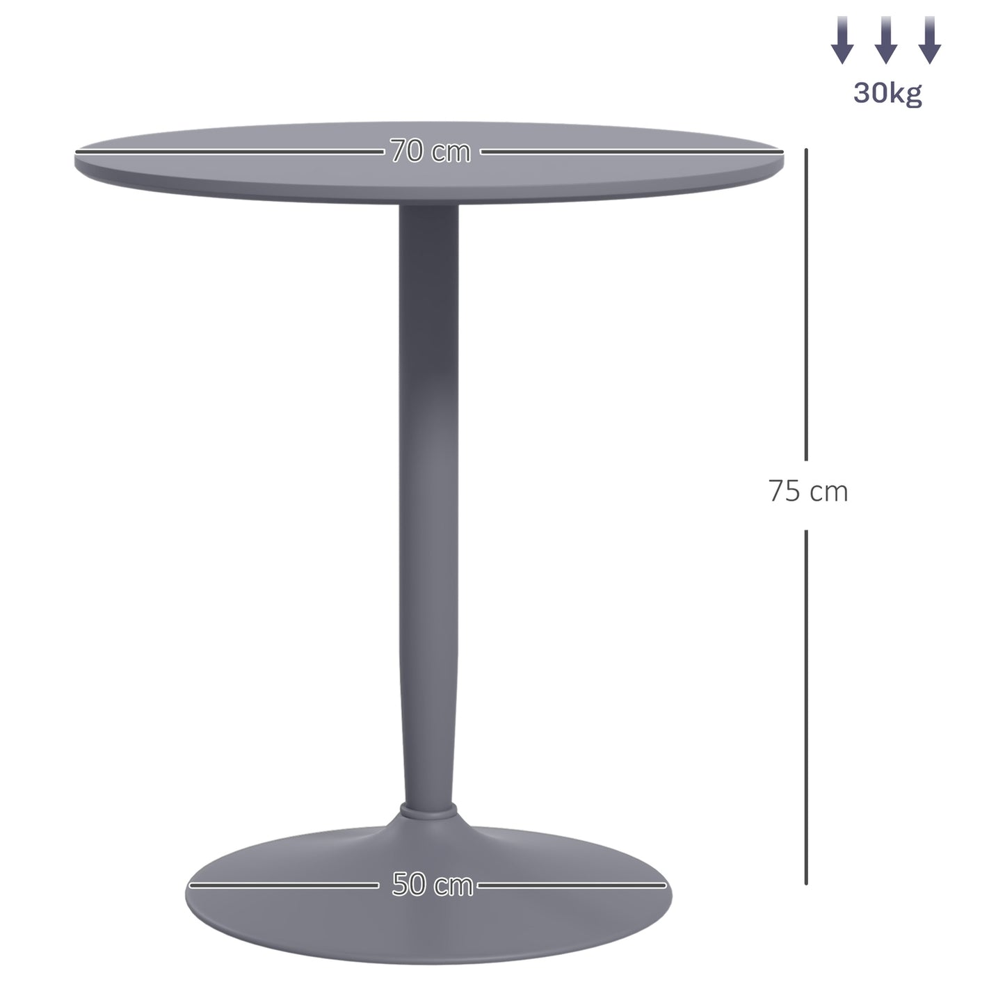Round gray dining table for 2 - modern steel legs