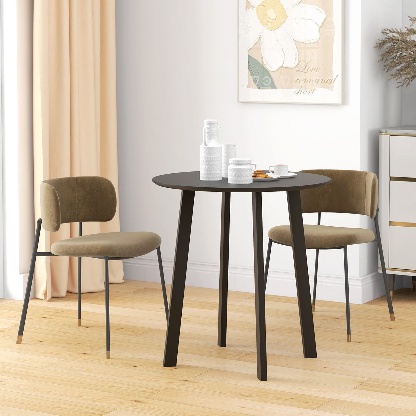 Round dining table - Modern black with slanted legs, 72cm