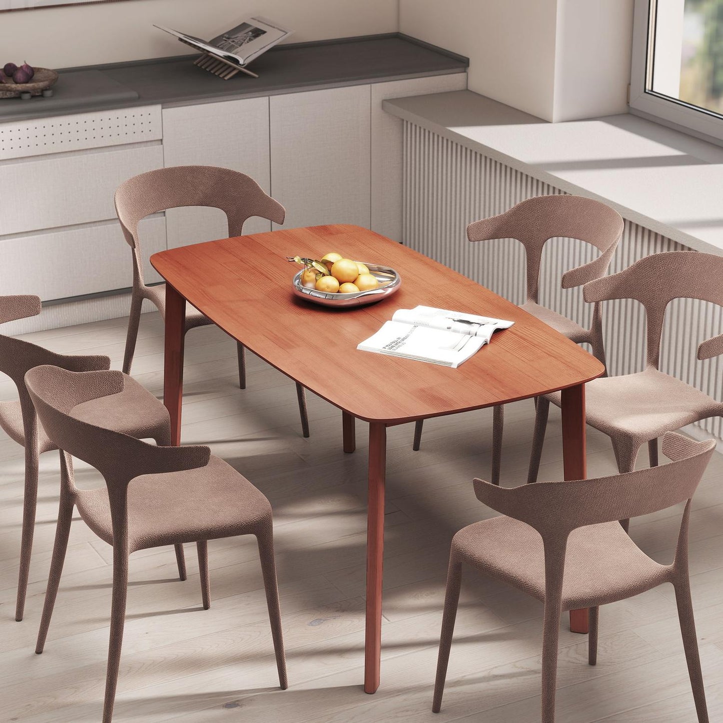 Dining Table, Solid Pine, 150x80 cm, Seats 6, Brown