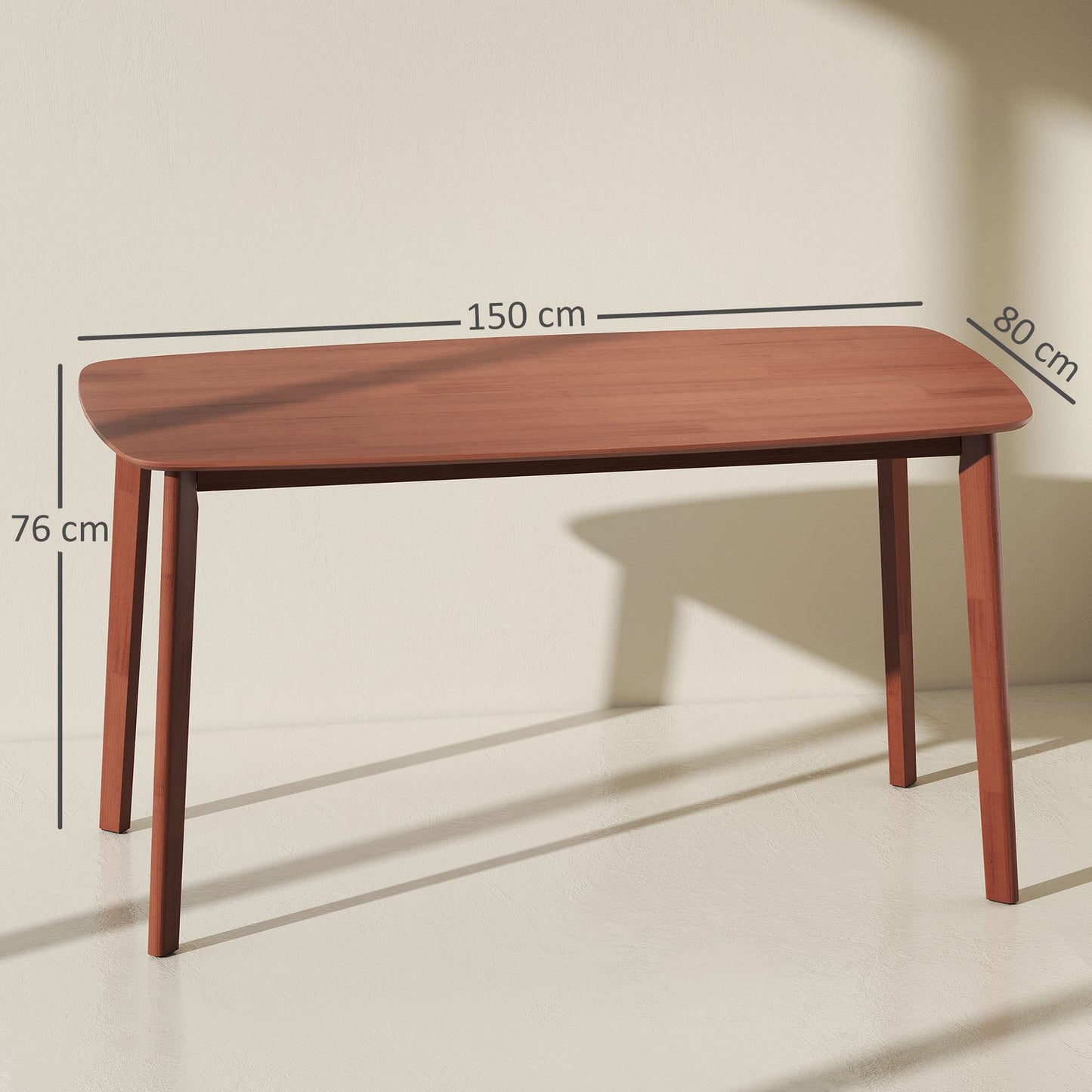 Dining Table, Solid Pine, 150x80 cm, Seats 6, Brown