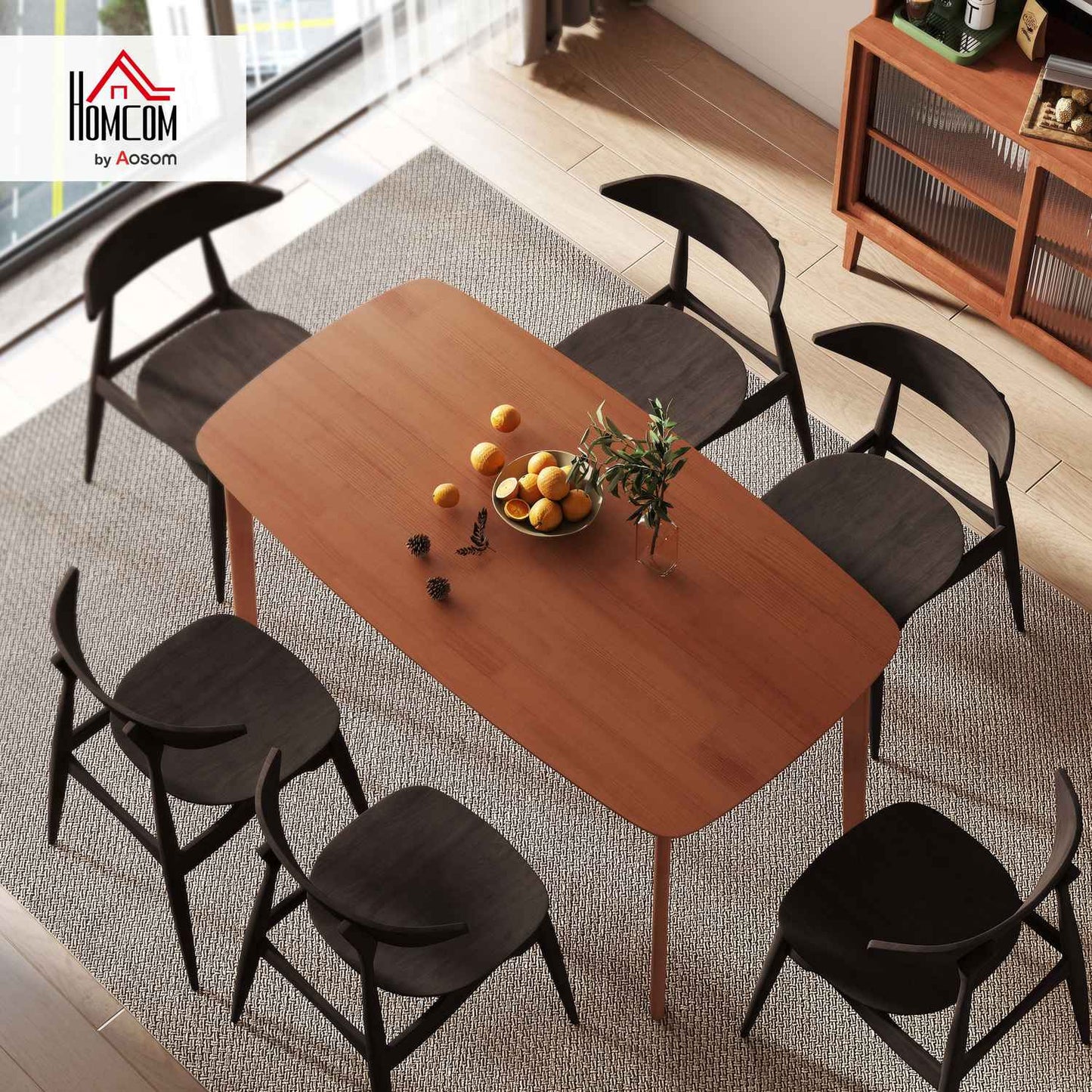 Dining Table, Solid Pine, 150x80 cm, Seats 6, Brown