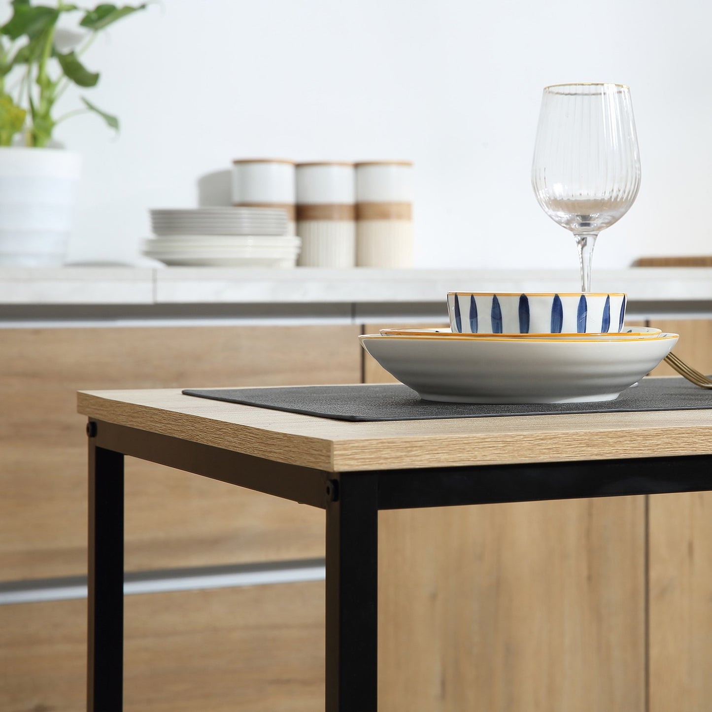 Oak Dining table set - 2 chairs, small space solution