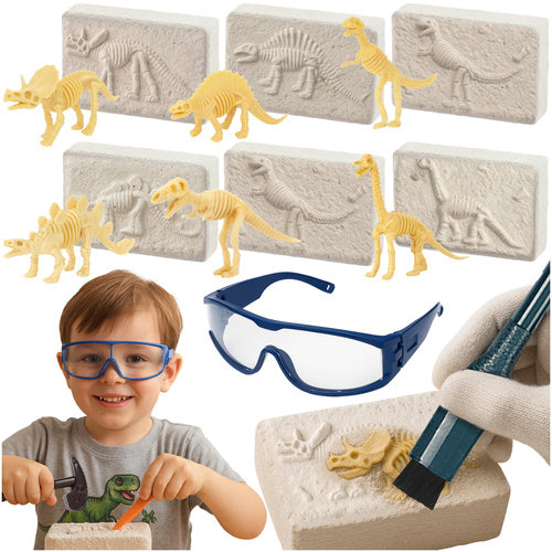 Dinosaur Excavation Kit for Kids – 6 Skeletons, Tools Included