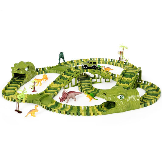 Dinosaur race track cars rail track play set for children