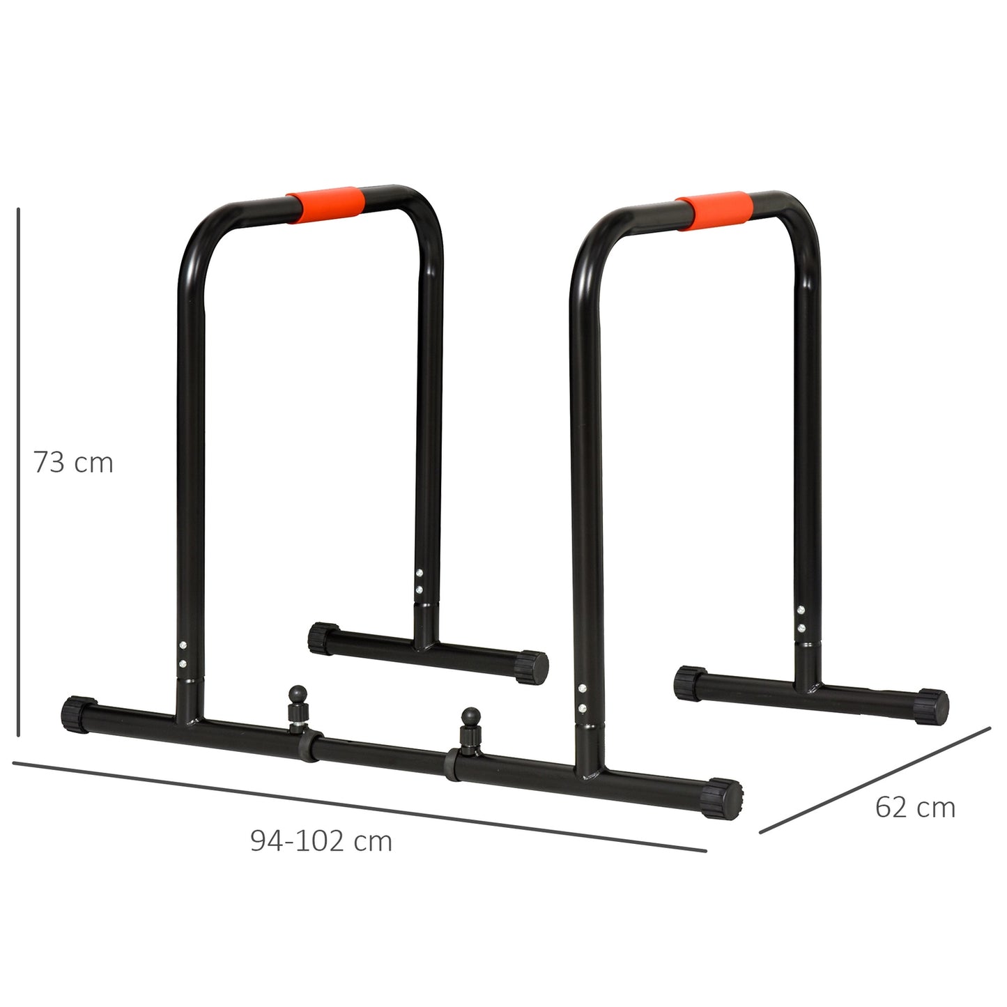 Adjustable black steel bar, push-up station 94/102x62x73 cm