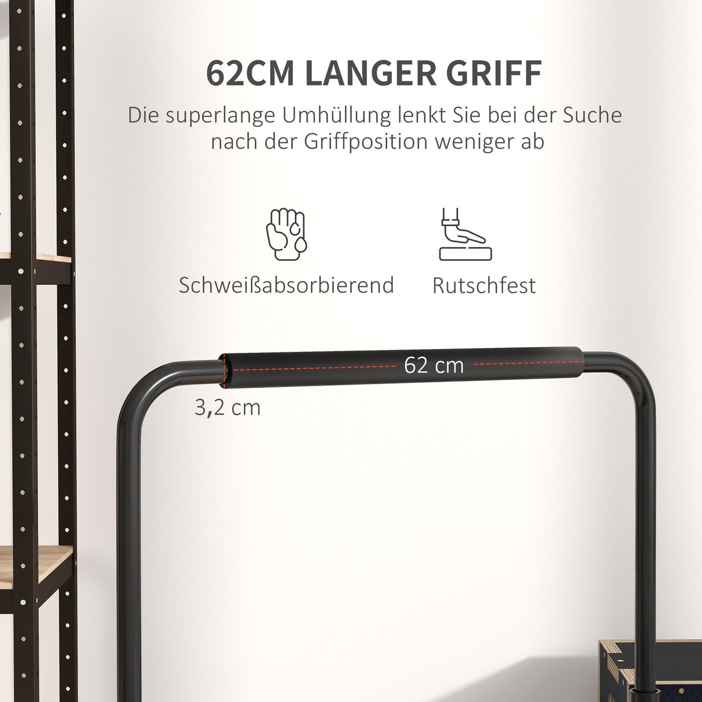 Adjustable steel bar - non-slip, 80-100 cm, black