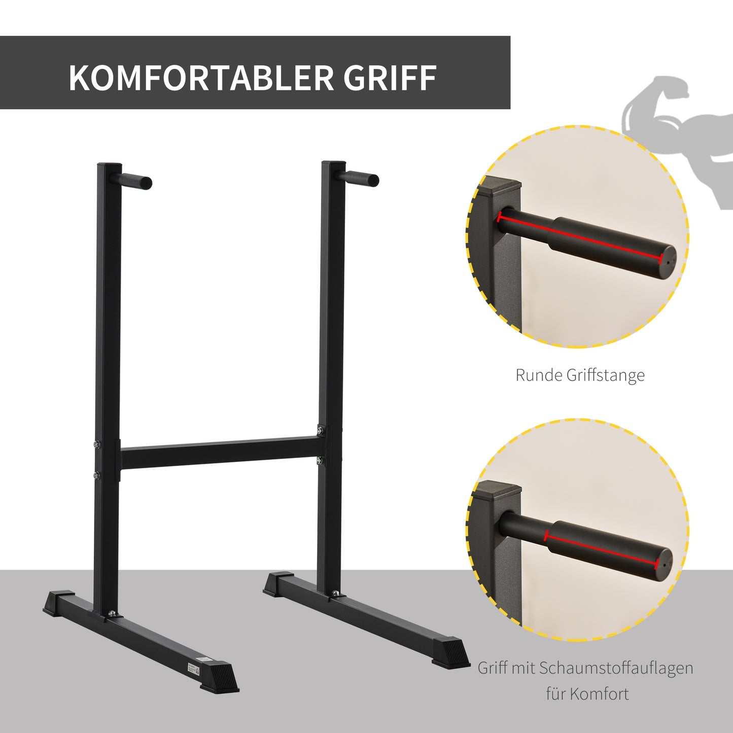 Dip station for abdominal and back training - steel, black, 104x70.5x122 cm