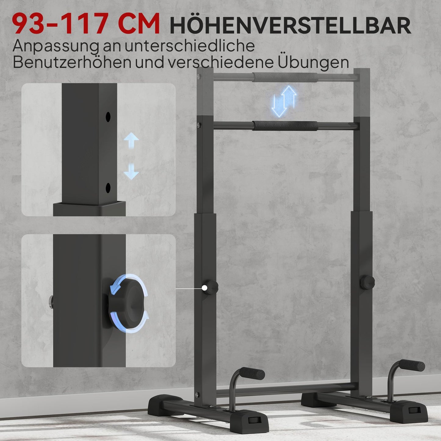 Dip Station – 540 kg capacity, adjustable height Fitness Bars