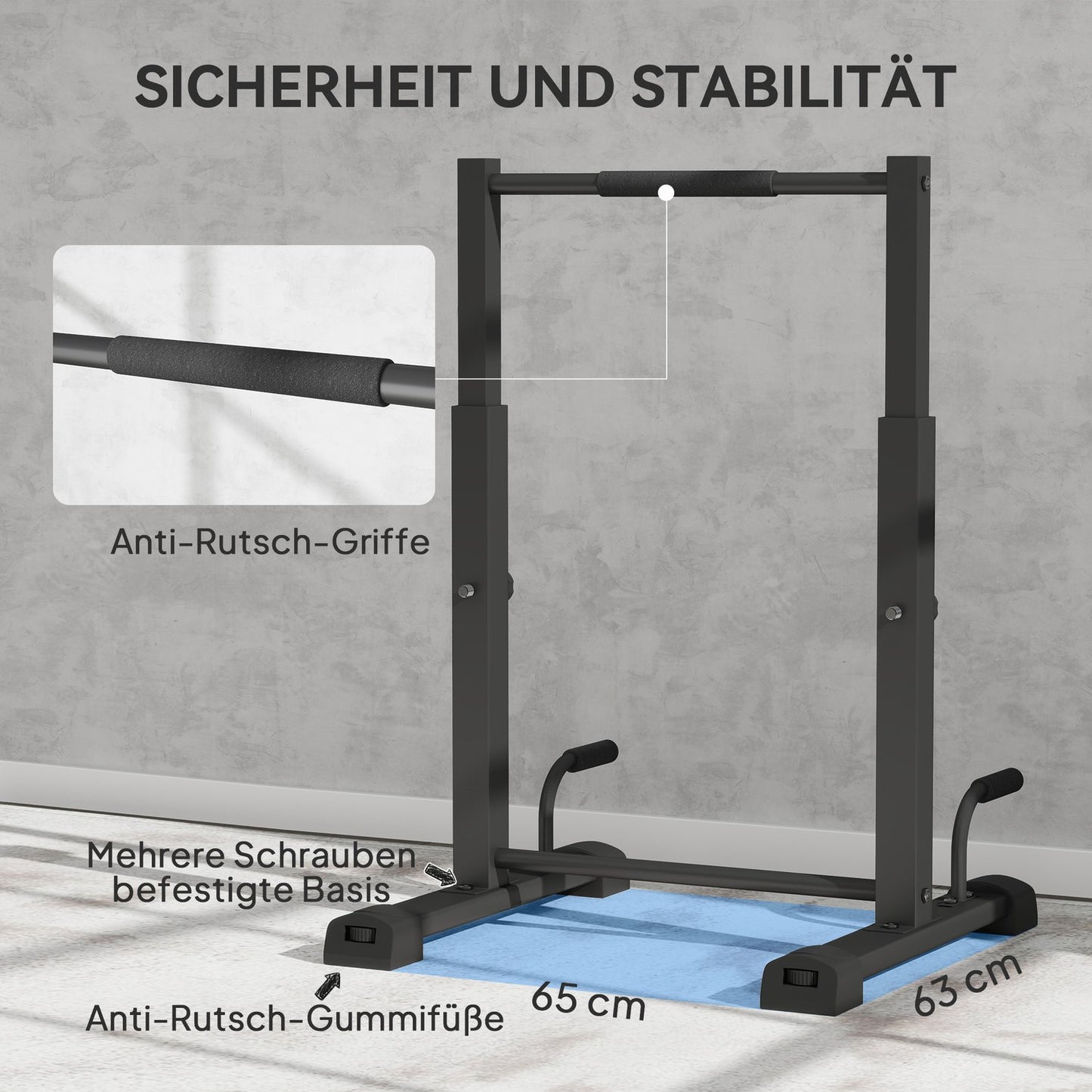 Dip Station – 540 kg capacity, adjustable height Fitness Bars
