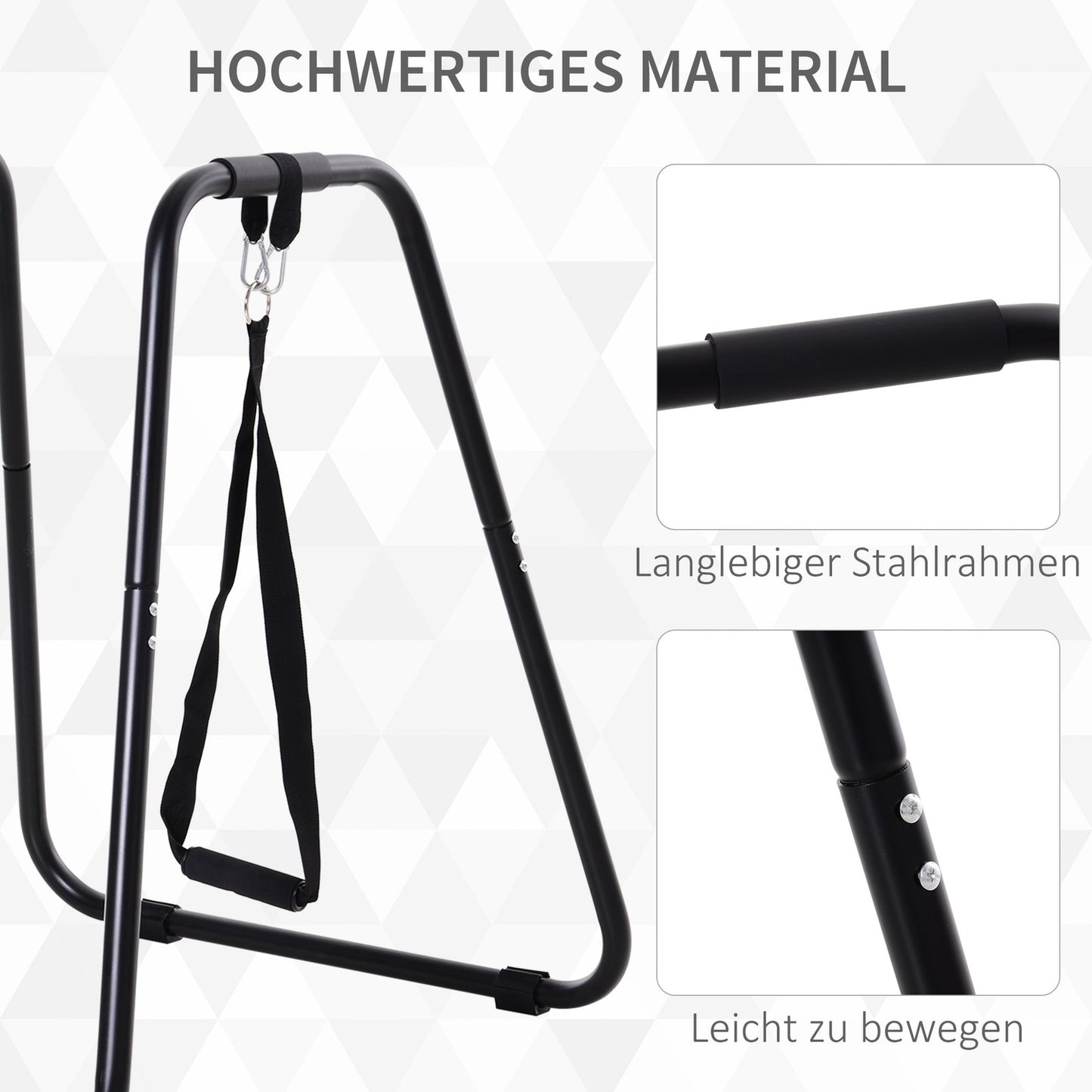Dip stand with sling trainer, stable steel, black, 90x81x92.5 cm