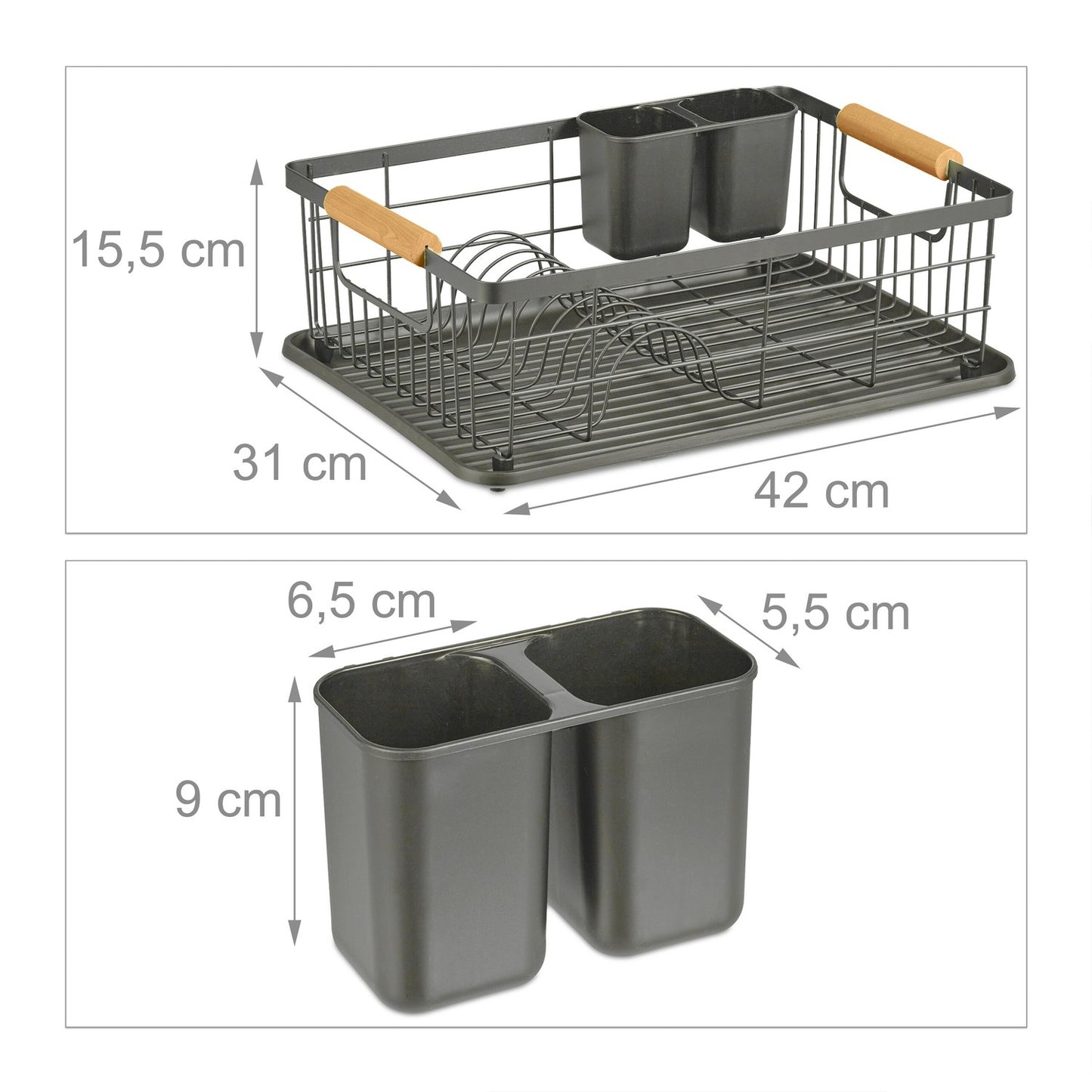 Dish Rack with Drip Tray and Cutlery Holder