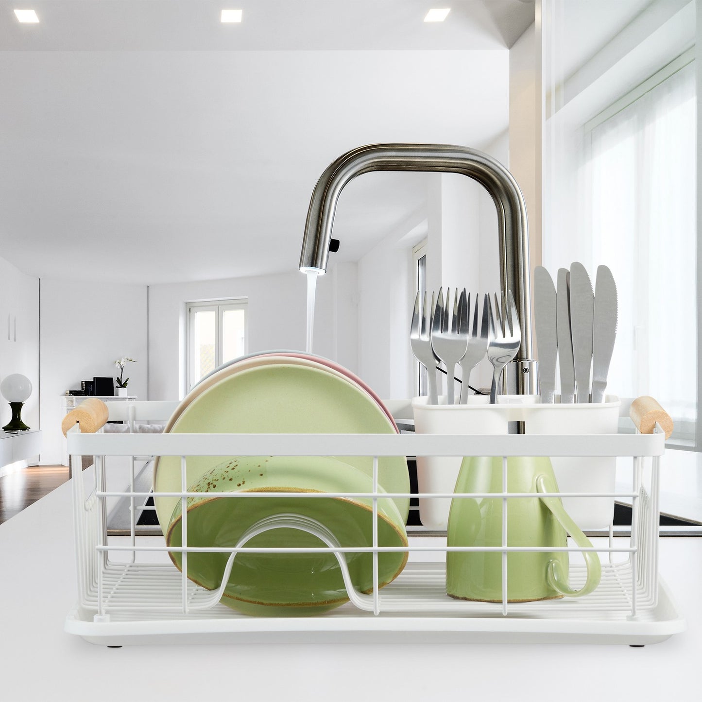 Dish drain with drip tray