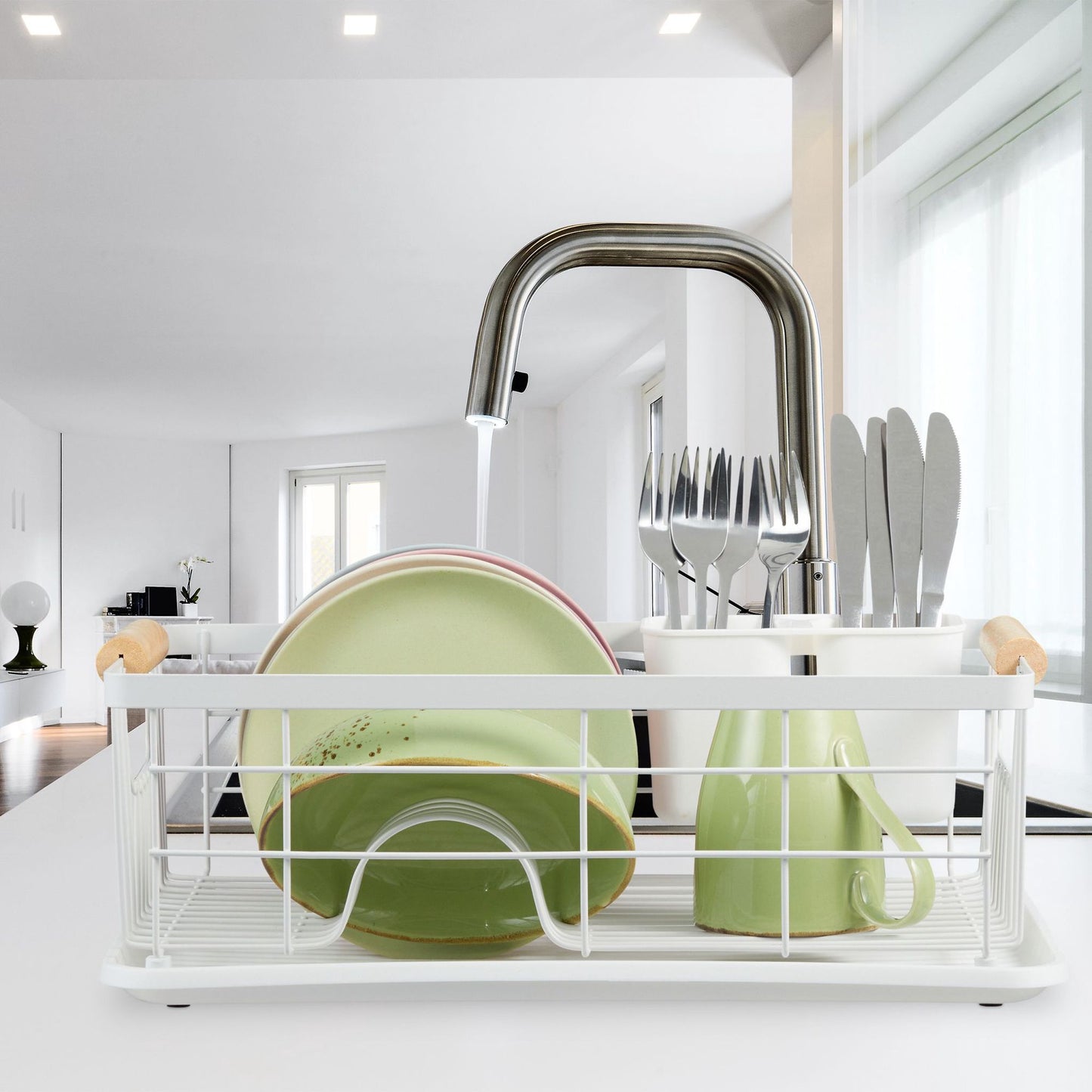 Dish drain with drip tray