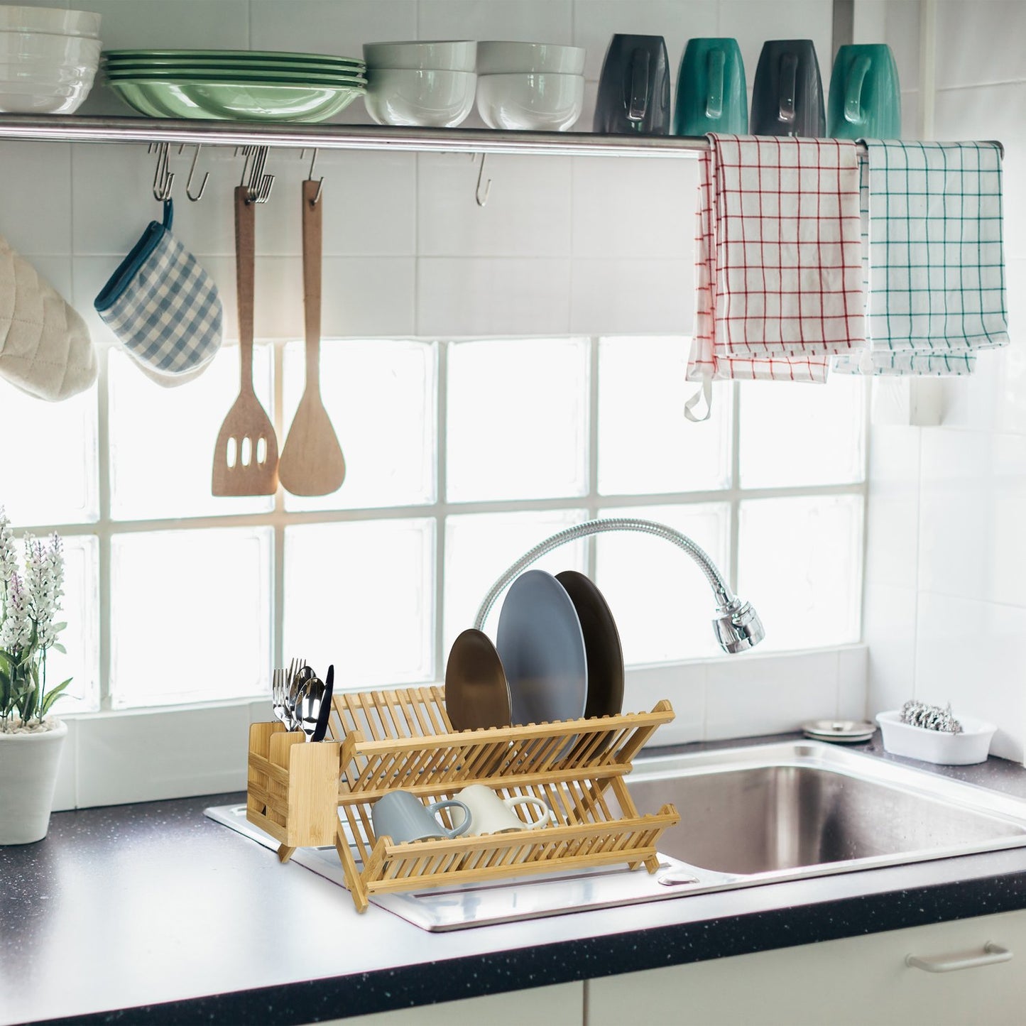 Dish rack CROSS with cutlery basket