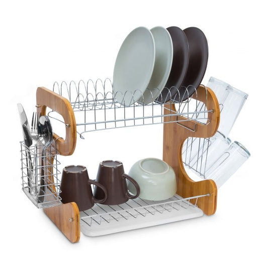Dish rack bamboo 2 levels