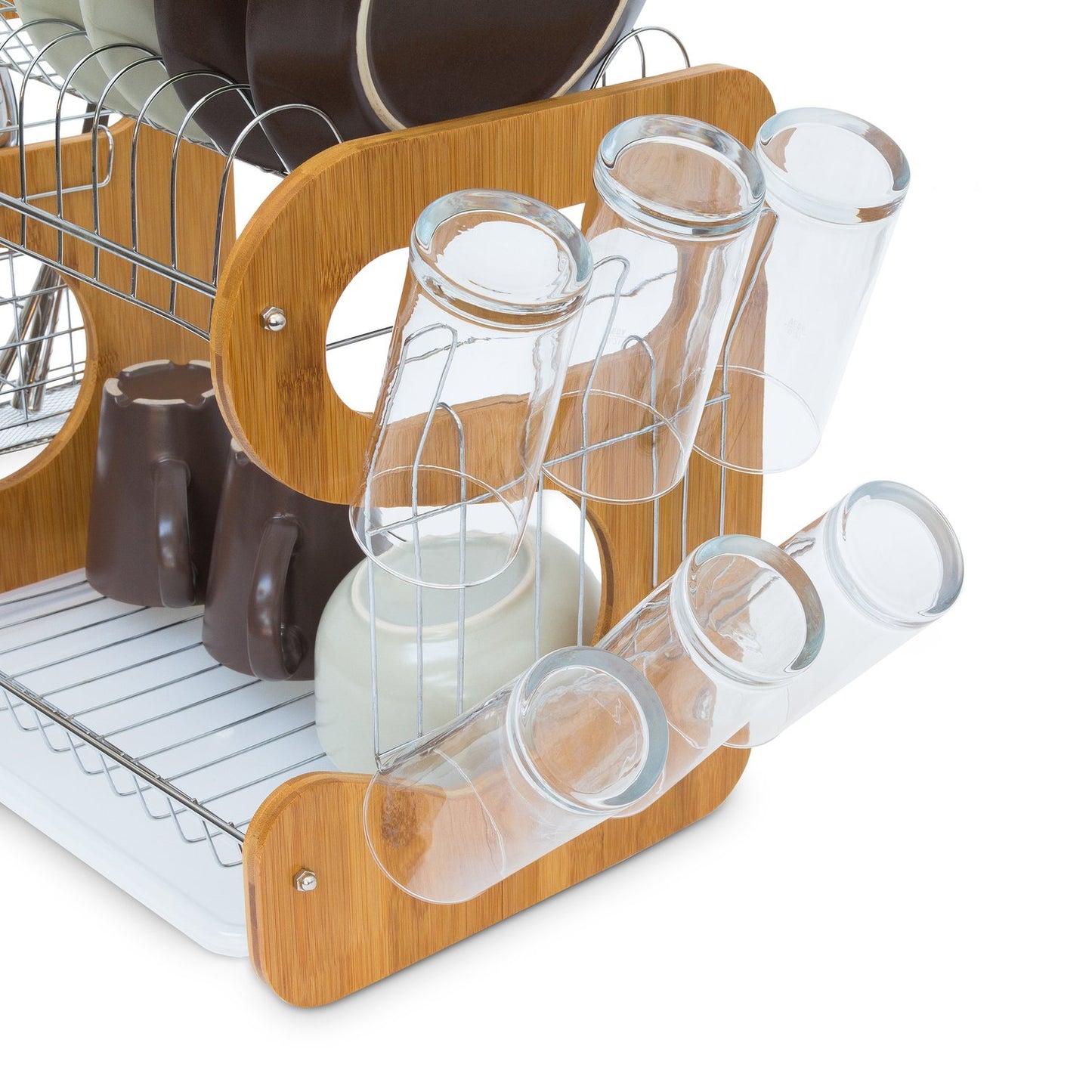 Dish rack bamboo 2 levels