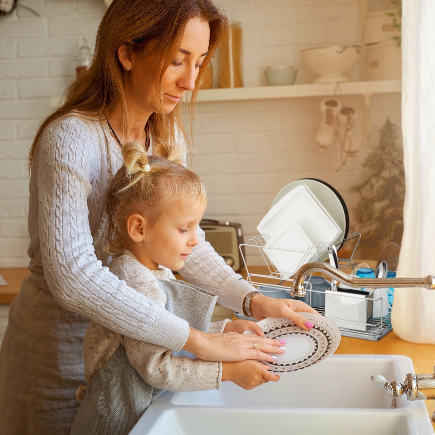 Dish rack with cutlery basket