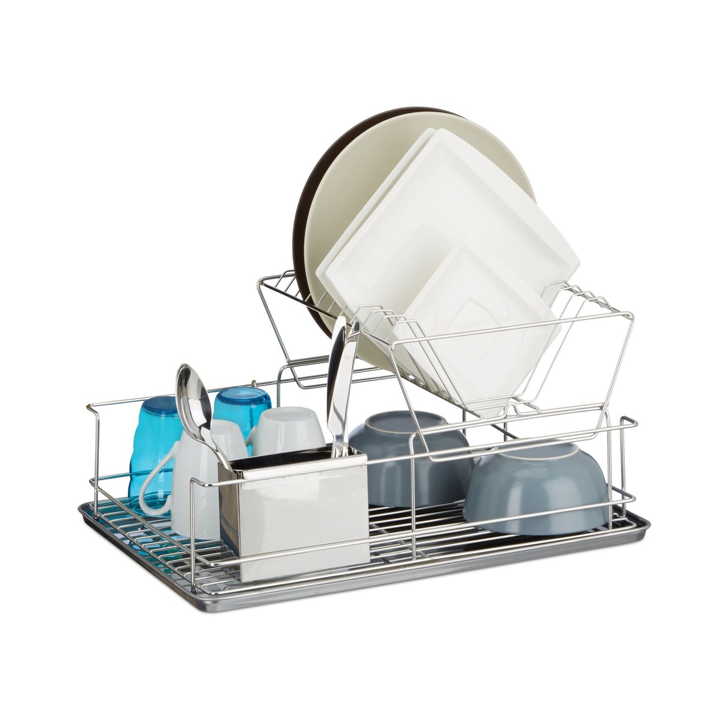 Dish rack with cutlery basket
