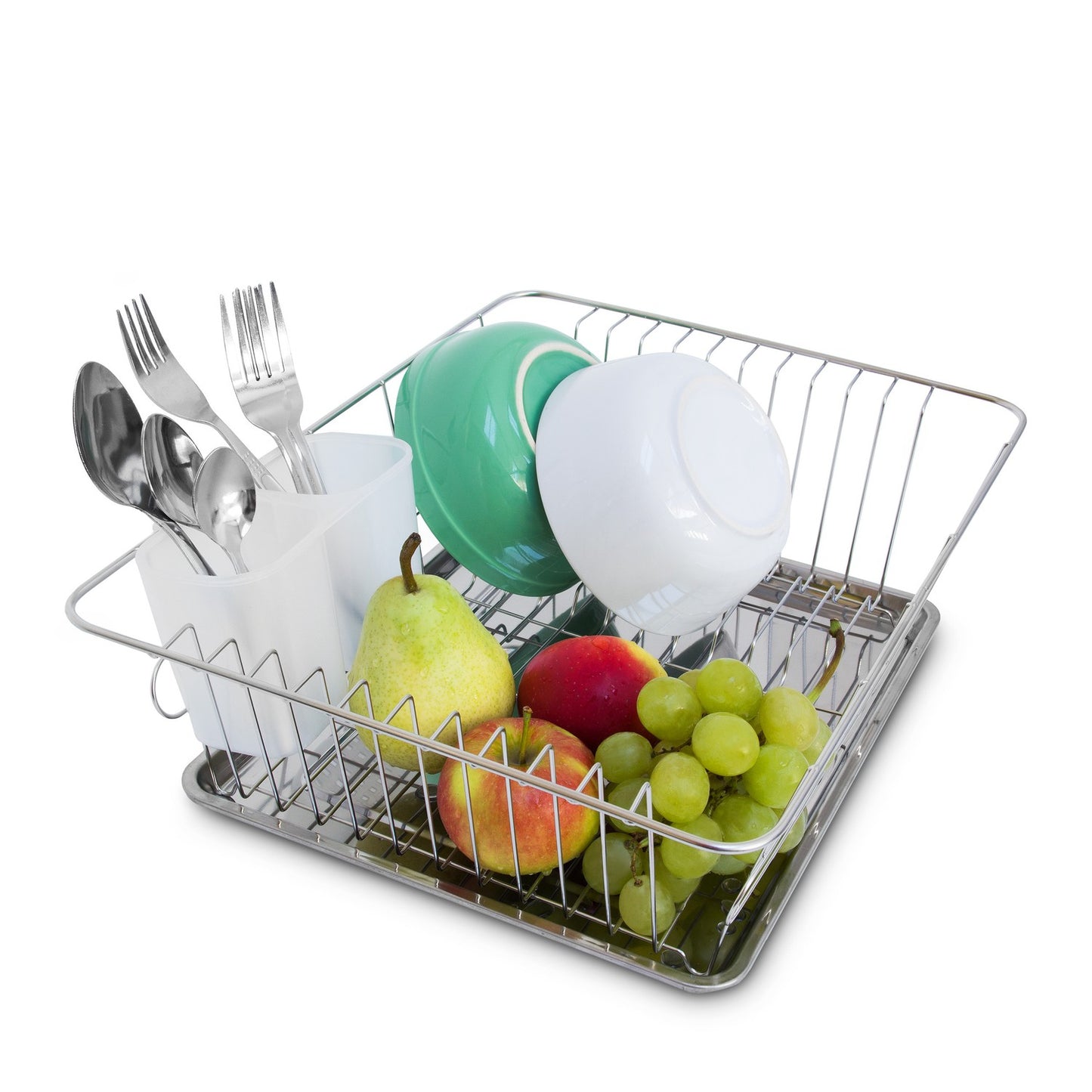 Dish rack with cutlery basket L