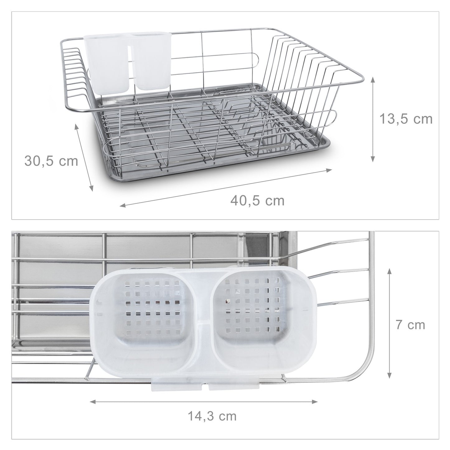 Dish rack with cutlery basket L